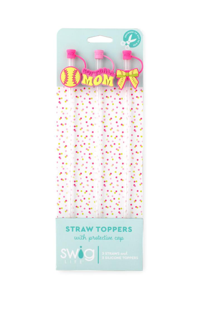 Pitch Hit Run Swig Straw Topper Set-Straw Toppers-Dear Me Southern Boutique, located in DeRidder, Louisiana