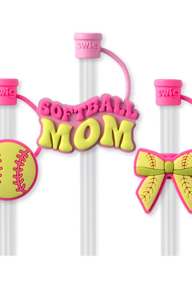 Pitch Hit Run Swig Straw Topper Set-Straw Toppers-Dear Me Southern Boutique, located in DeRidder, Louisiana