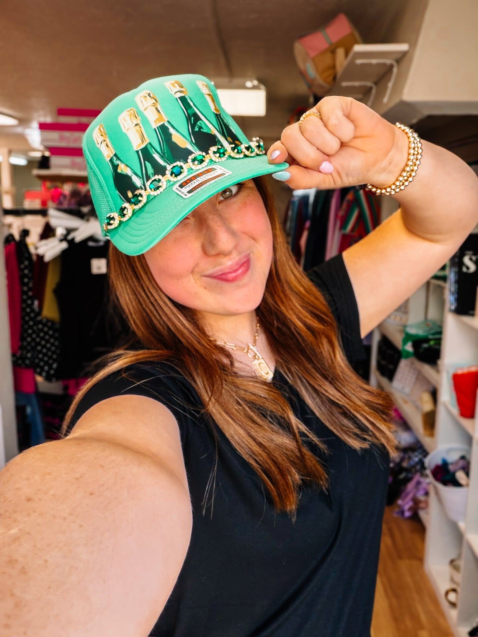 Poppin' Bottles Trucker Hat-Trucker Hats-Dear Me Southern Boutique, located in DeRidder, Louisiana