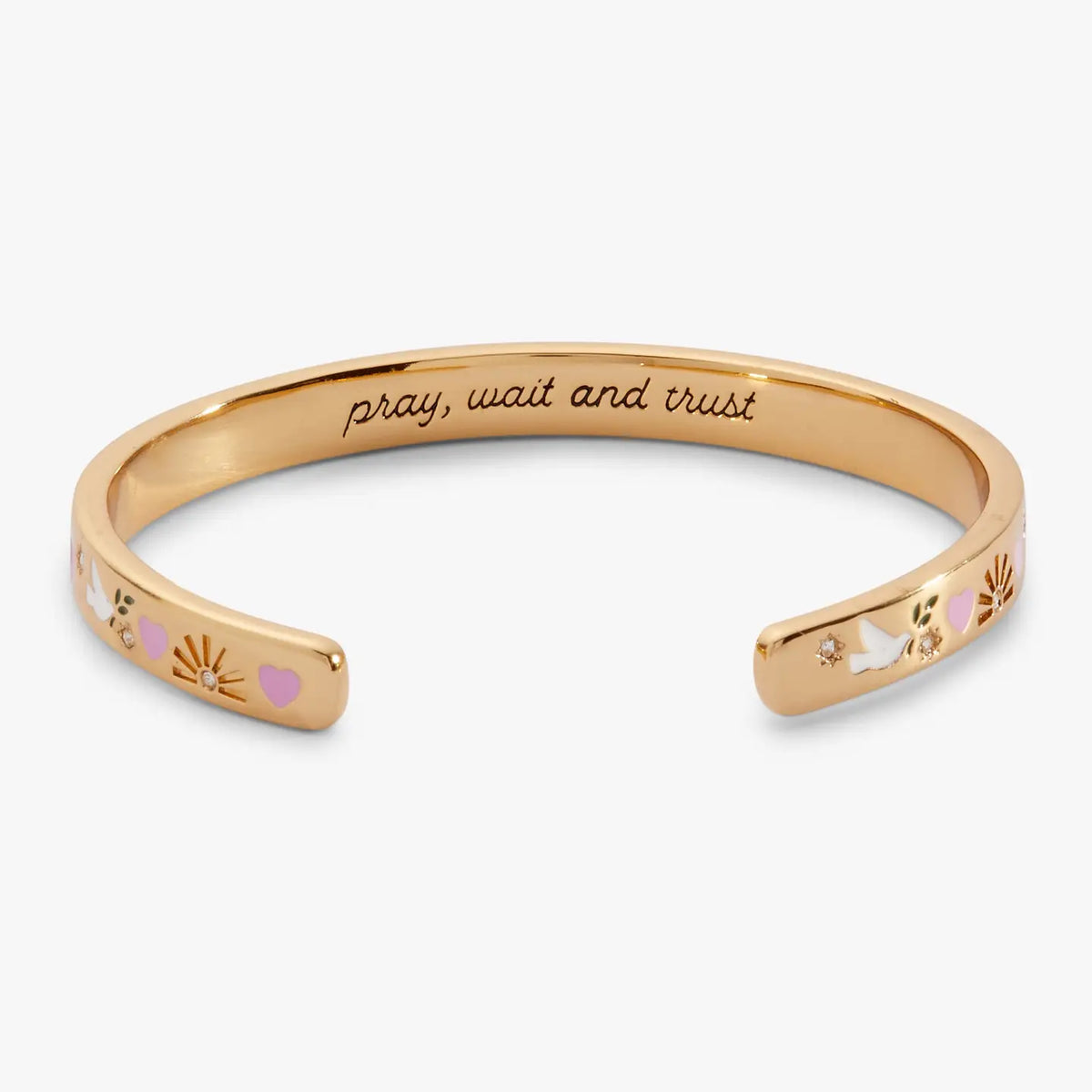 Pray, Wait, And Trust Cuff Bracelet-Jewelry - Bracelets-Dear Me Southern Boutique, located in DeRidder, Louisiana