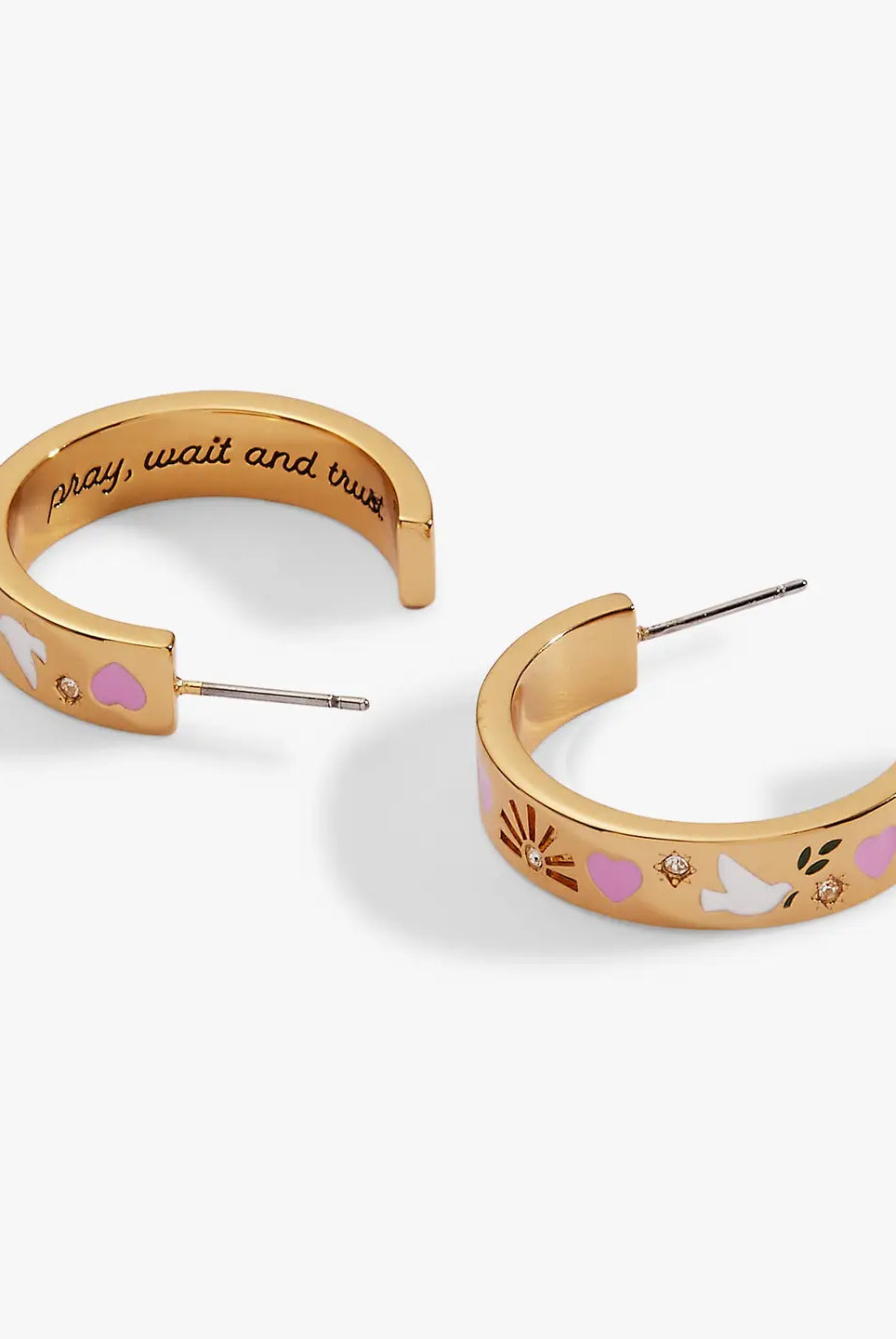 Pray, Wait, And Trust Hoop Earrings-Earrings-Dear Me Southern Boutique, located in DeRidder, Louisiana