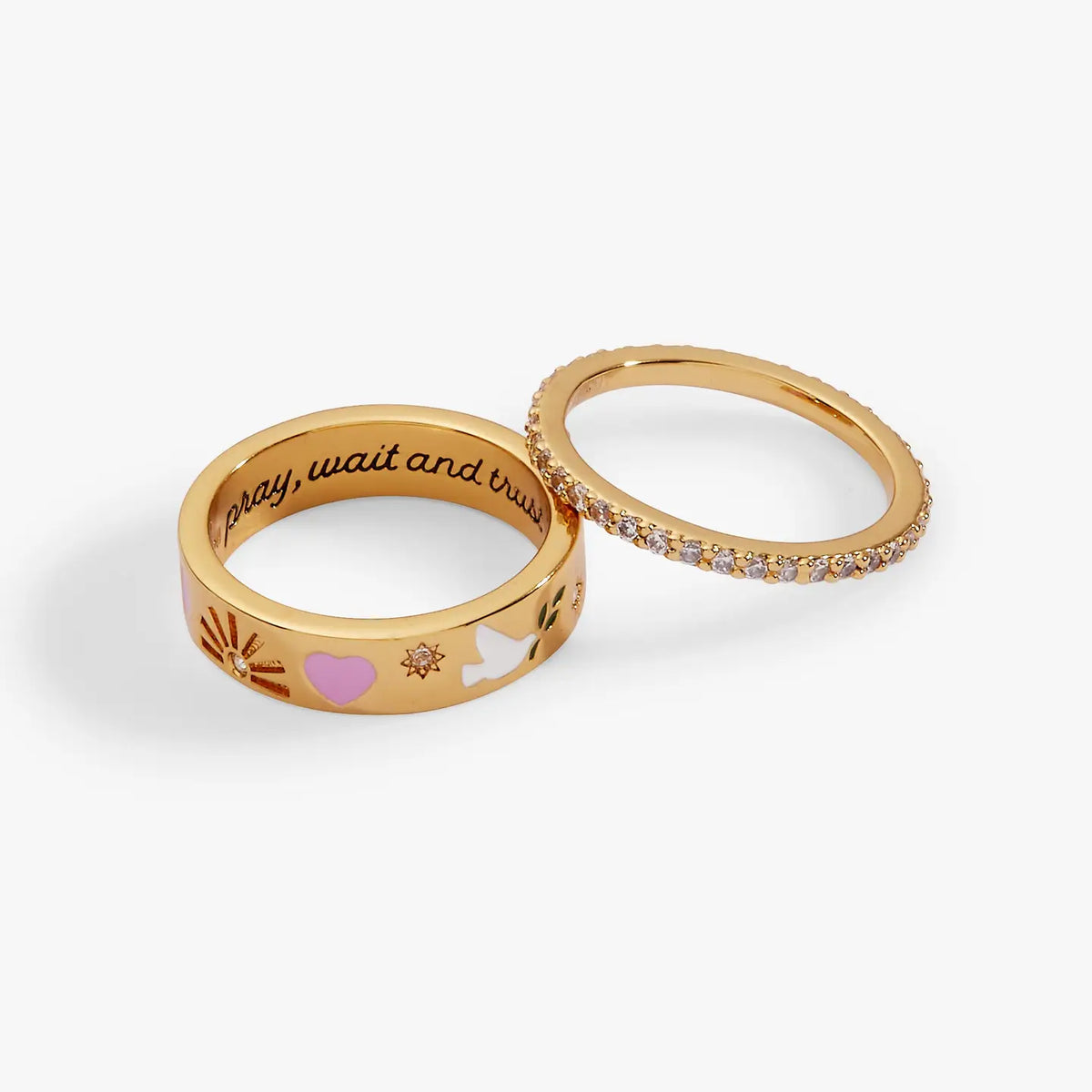 Pray, Wait, And Trust Ring Set-Jewelry - Rings-Dear Me Southern Boutique, located in DeRidder, Louisiana