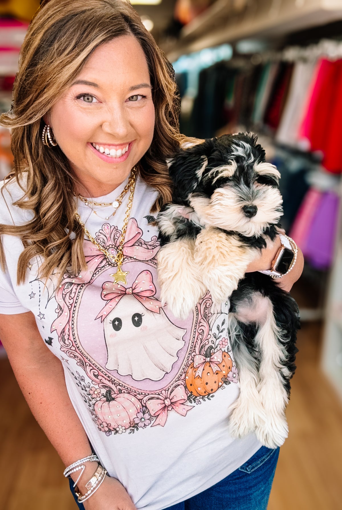 Pretty Little Boo Bougie Rhinestone Tee-Presales-Dear Me Southern Boutique, located in DeRidder, Louisiana