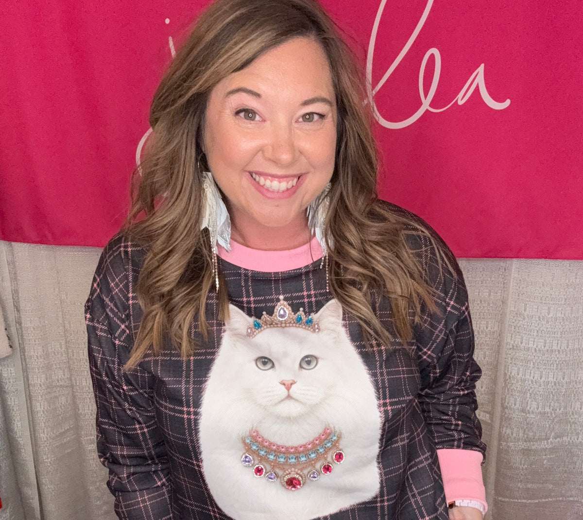 Pretty Wild Pullover - Jeweled Kitty-Presales-Dear Me Southern Boutique, located in DeRidder, Louisiana