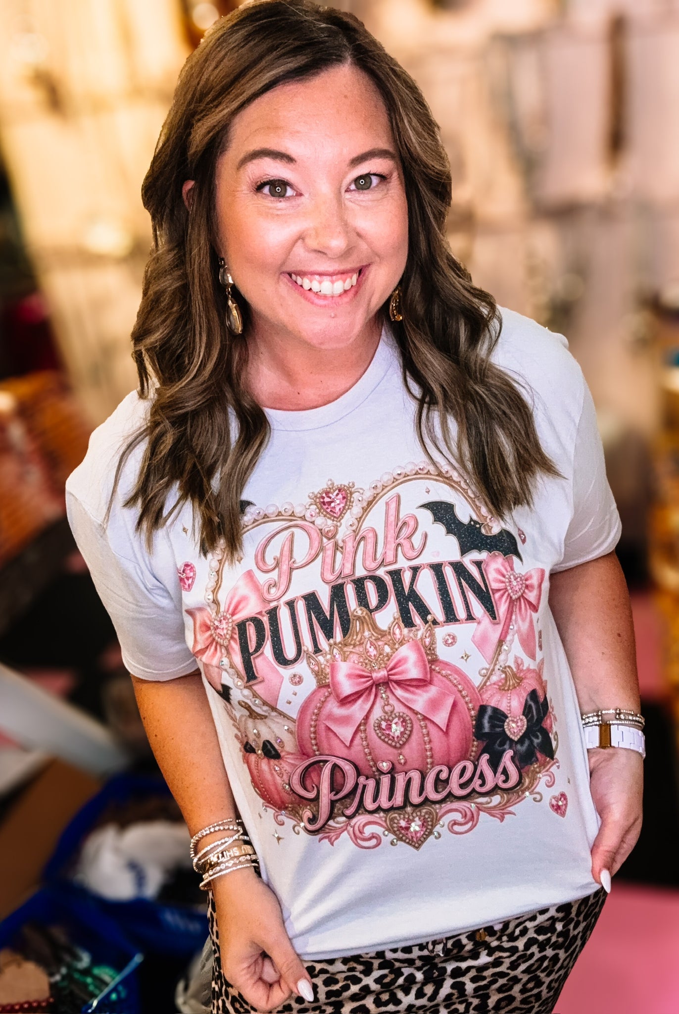 Pumpkin Princess Bougie Rhinestone Tee-Graphic Tees-Dear Me Southern Boutique, located in DeRidder, Louisiana