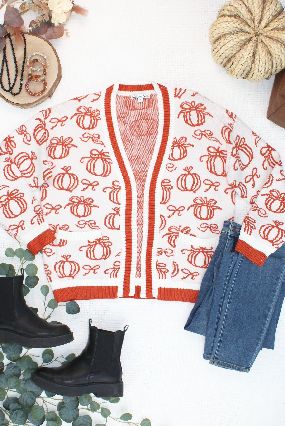 Pumpkins Pocket Cardigan-Cardigans-Dear Me Southern Boutique, located in DeRidder, Louisiana