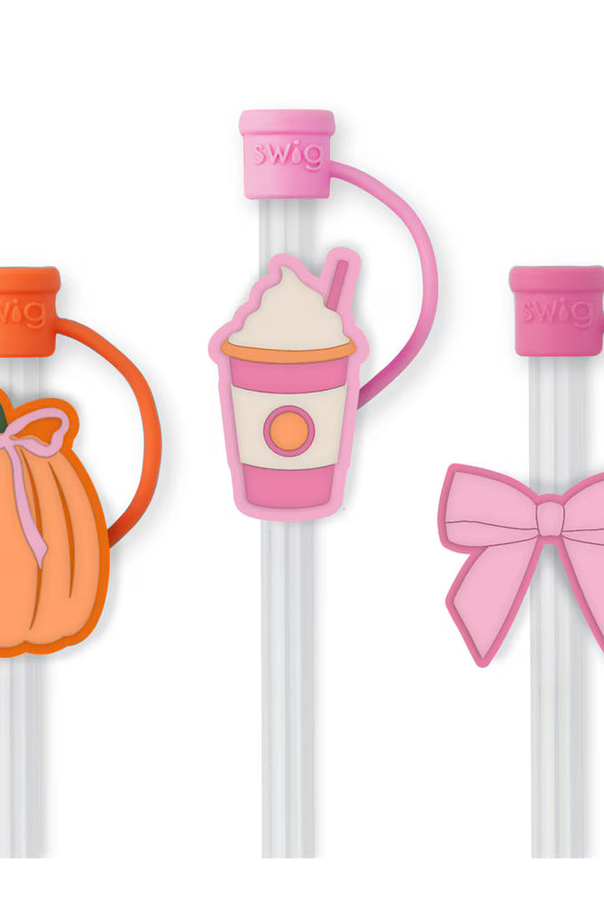 Pumpkins and Bows Swig Straw Topper Set-Drinkwear-Dear Me Southern Boutique, located in DeRidder, Louisiana