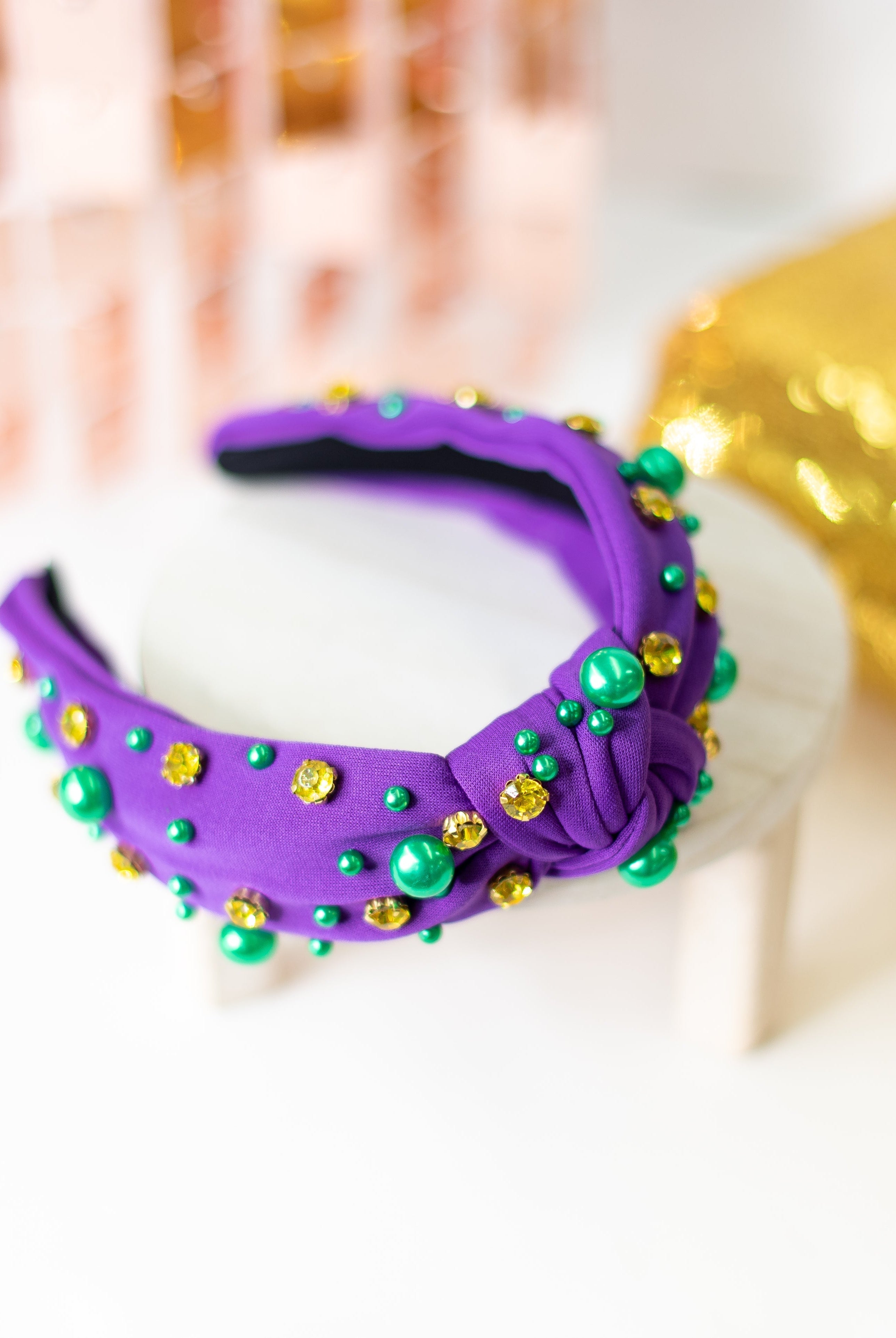 Purple Rhinestone and Pearl Headband-Headbands-Dear Me Southern Boutique, located in DeRidder, Louisiana