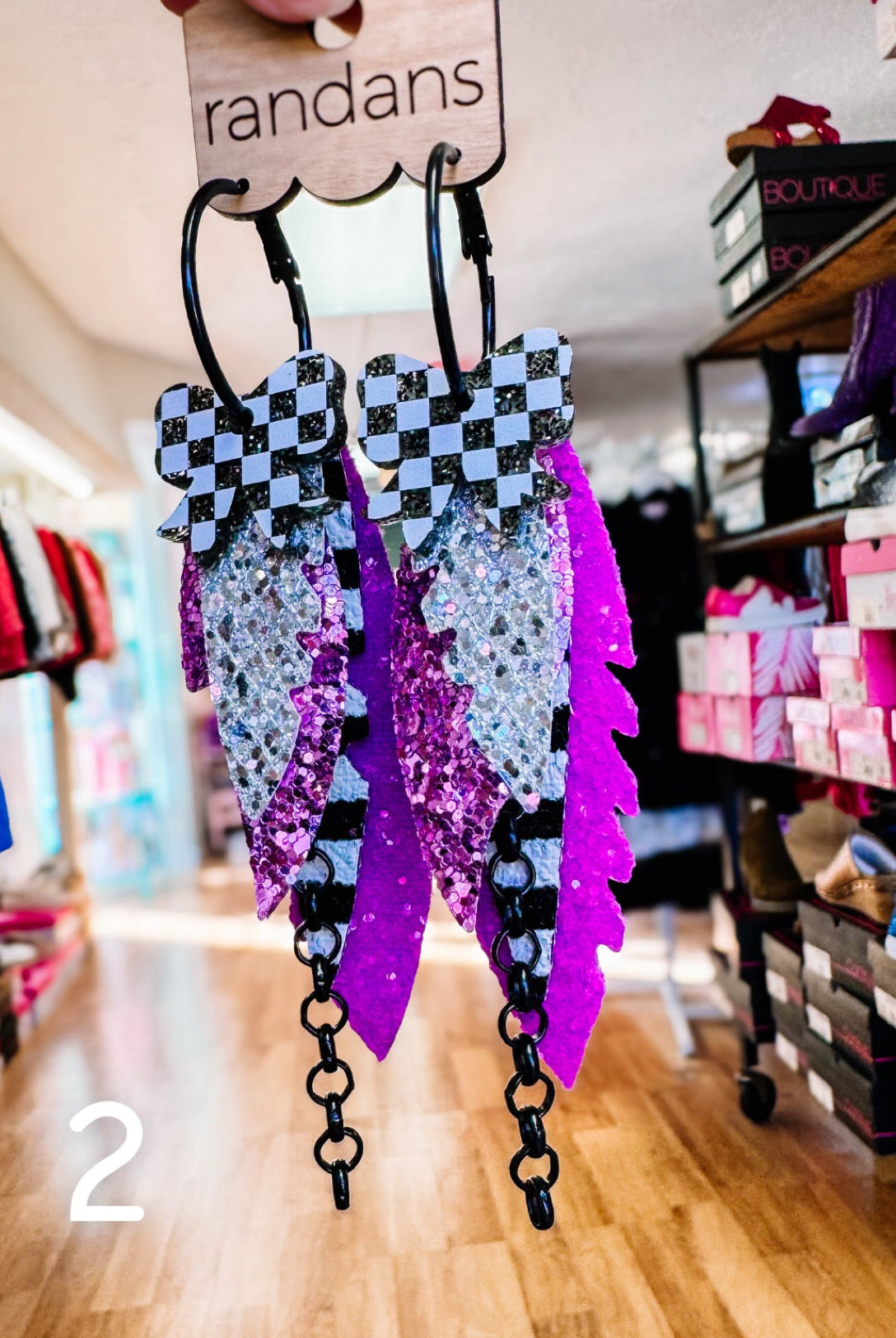 Randans Checkered Fringe-Earrings-Dear Me Southern Boutique, located in DeRidder, Louisiana