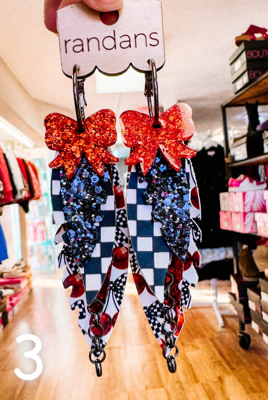 Randans Checkered Fringe-Earrings-Dear Me Southern Boutique, located in DeRidder, Louisiana