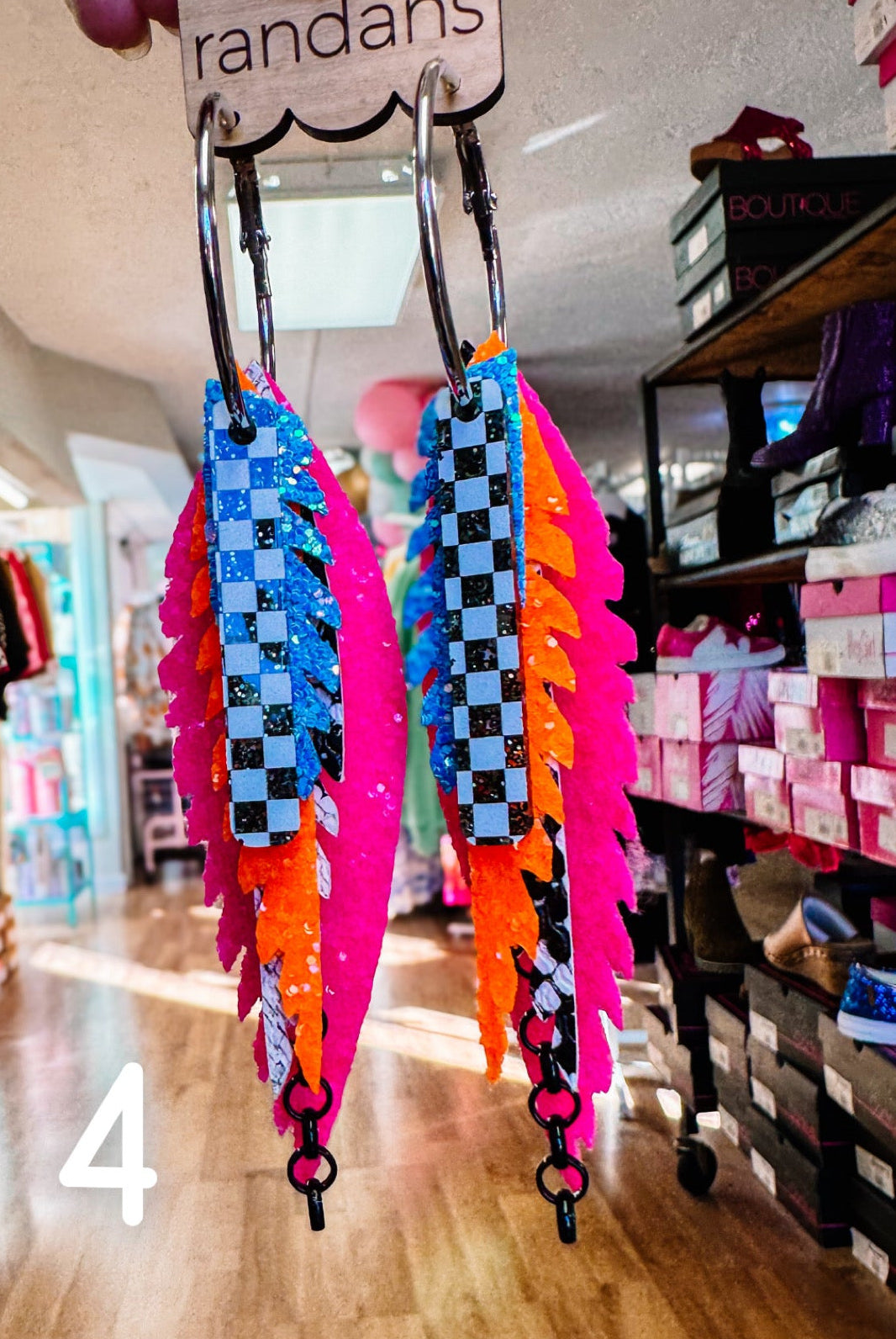 Randans Checkered Fringe-Earrings-Dear Me Southern Boutique, located in DeRidder, Louisiana