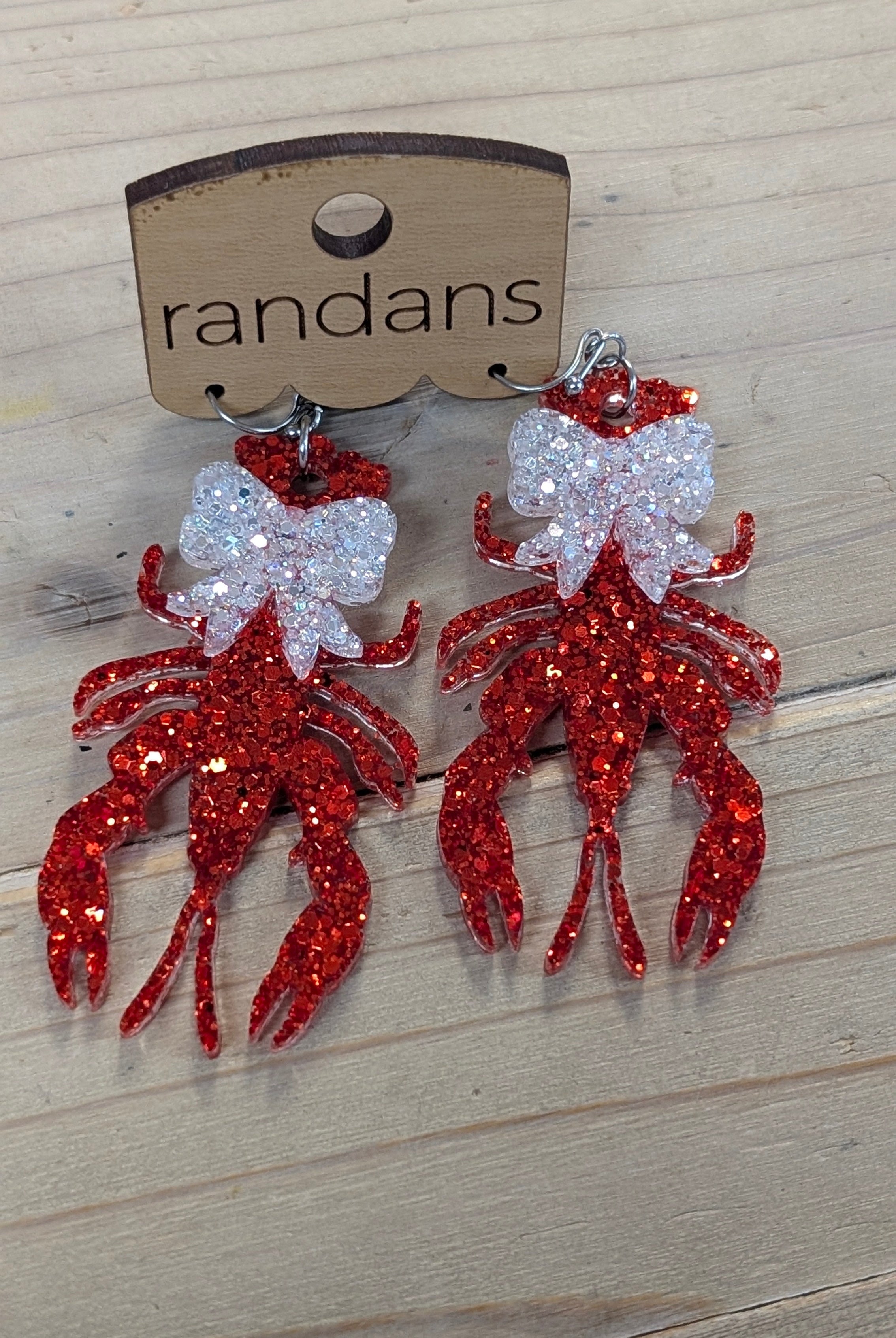 Randans Crawfish with Bow-Earrings-Dear Me Southern Boutique, located in DeRidder, Louisiana