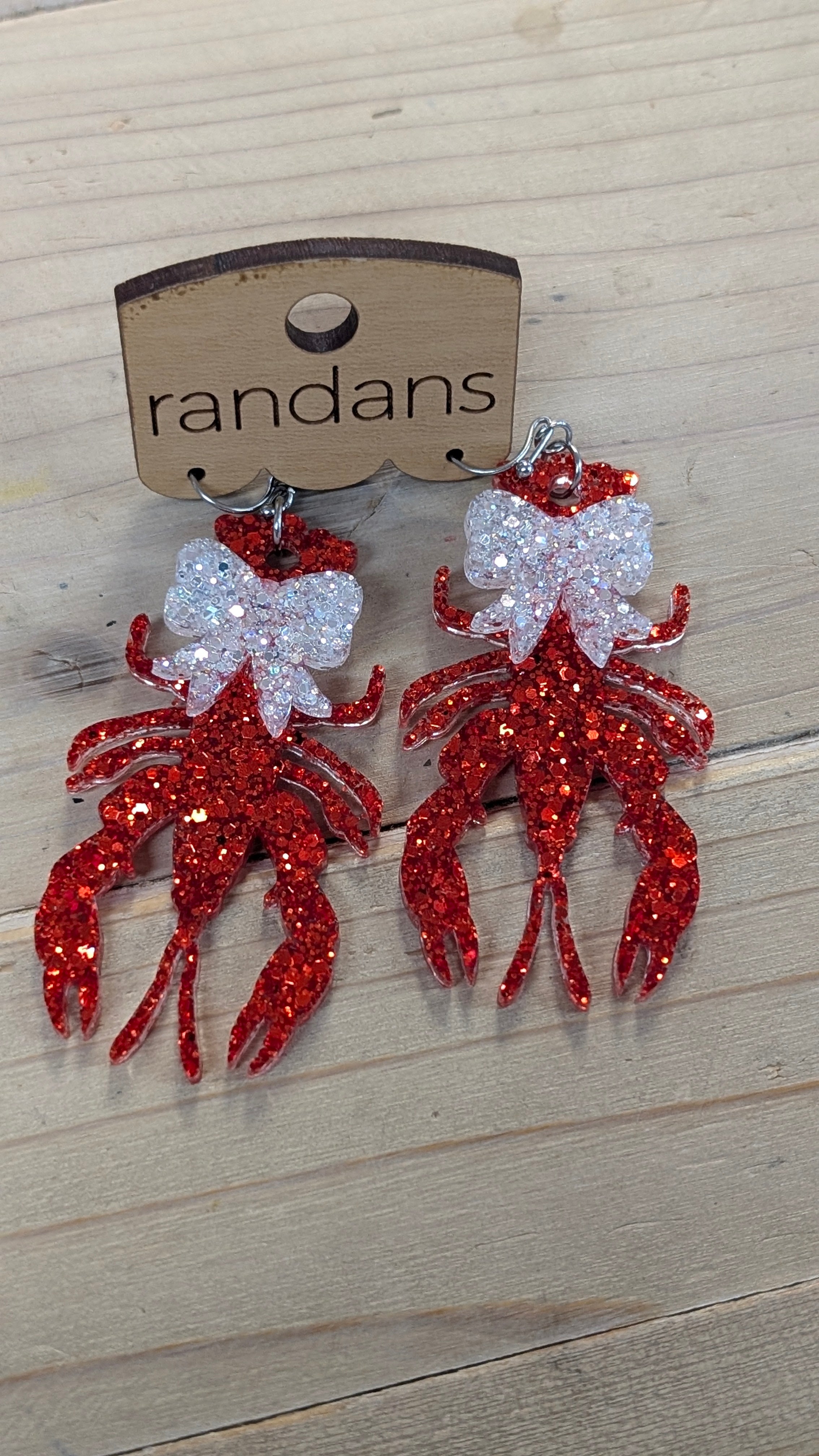Randans Crawfish with Bow-Earrings-Dear Me Southern Boutique, located in DeRidder, Louisiana