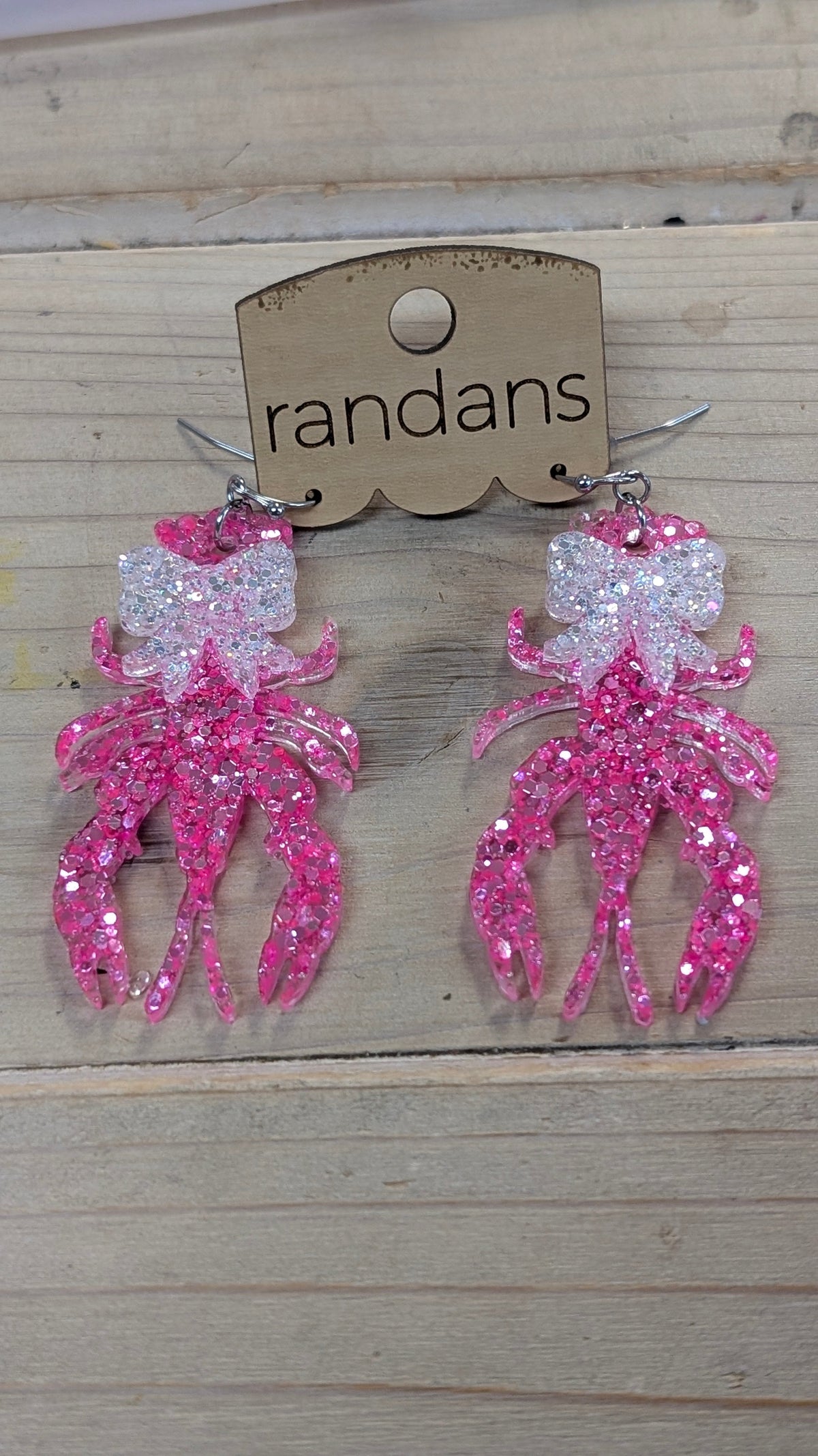 Randans Crawfish with Bow-Jewelry - Earrings-Dear Me Southern Boutique, located in DeRidder, Louisiana