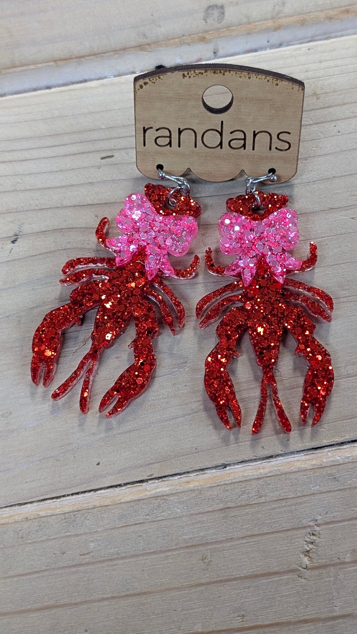 Randans Crawfish with Bow-Jewelry - Earrings-Dear Me Southern Boutique, located in DeRidder, Louisiana