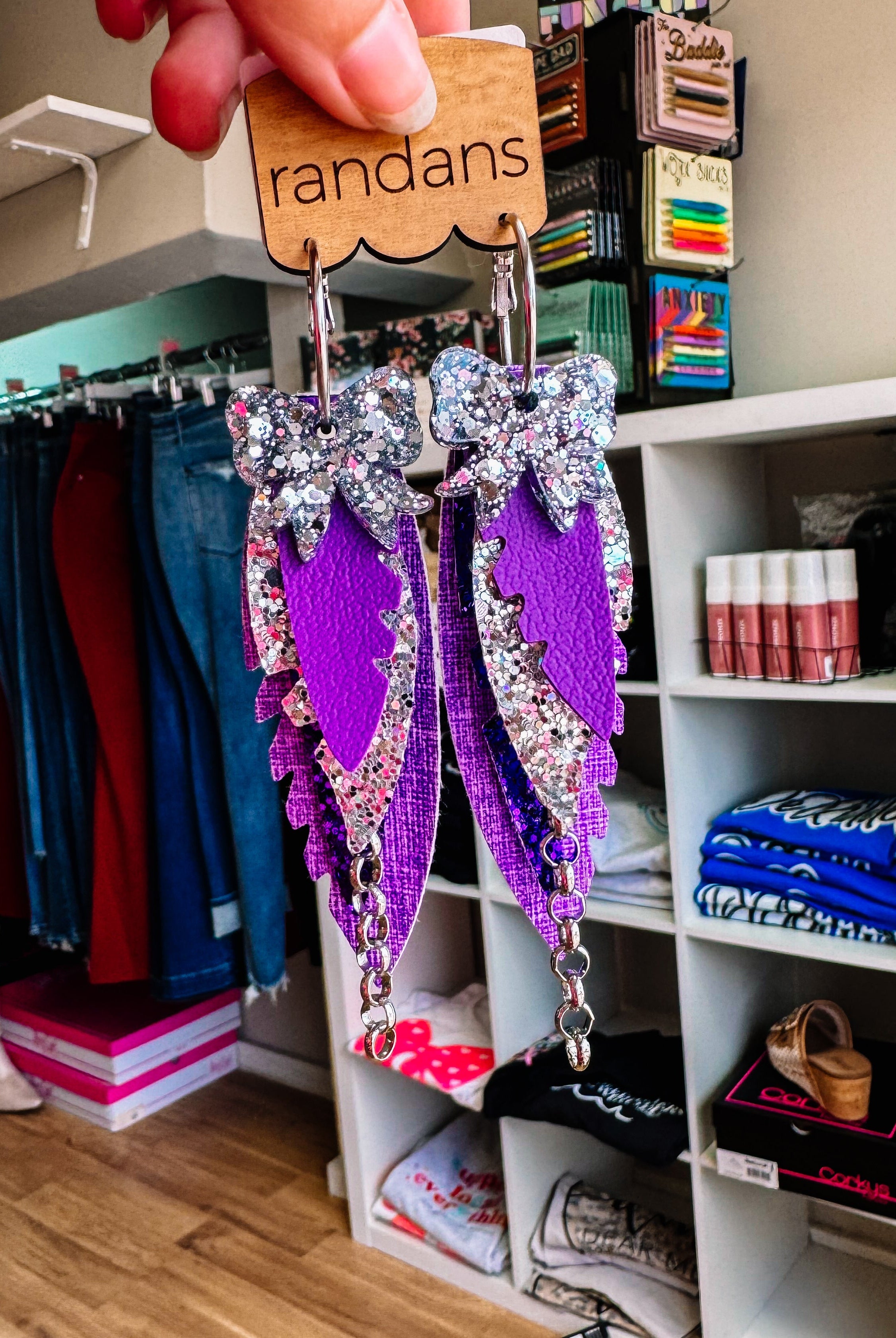 Randans Fringe- Gold&Purple/Silver&Purple-Earrings-Dear Me Southern Boutique, located in DeRidder, Louisiana