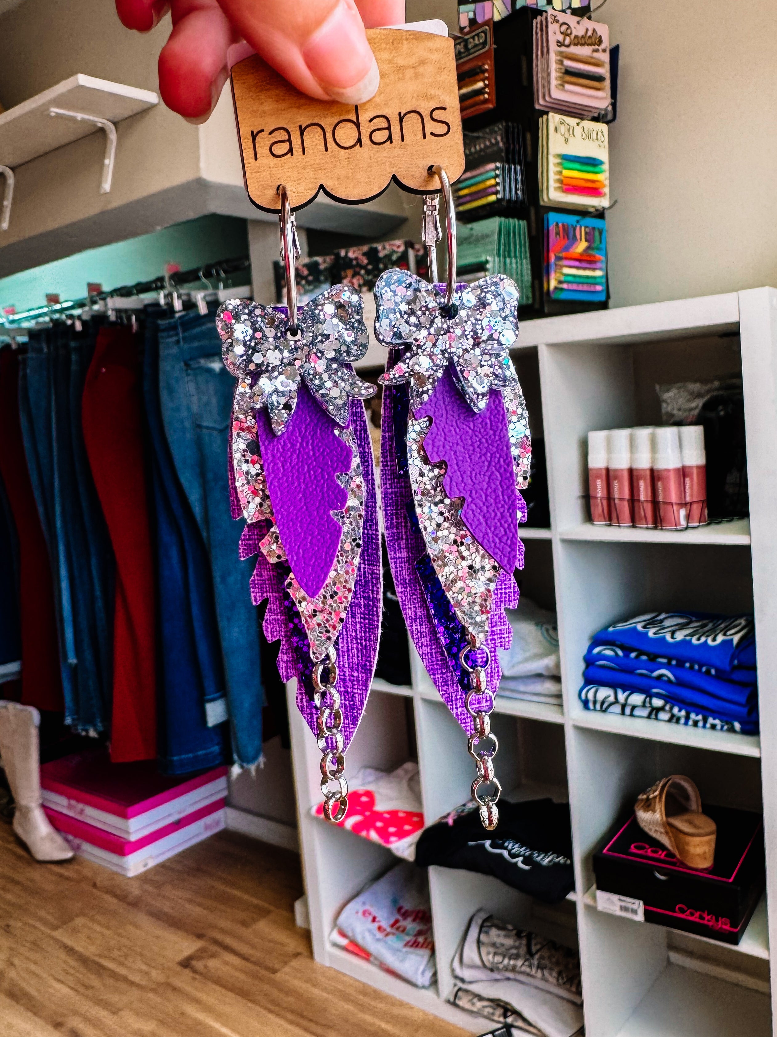 Randans Fringe- Gold&Purple/Silver&Purple-Earrings-Dear Me Southern Boutique, located in DeRidder, Louisiana