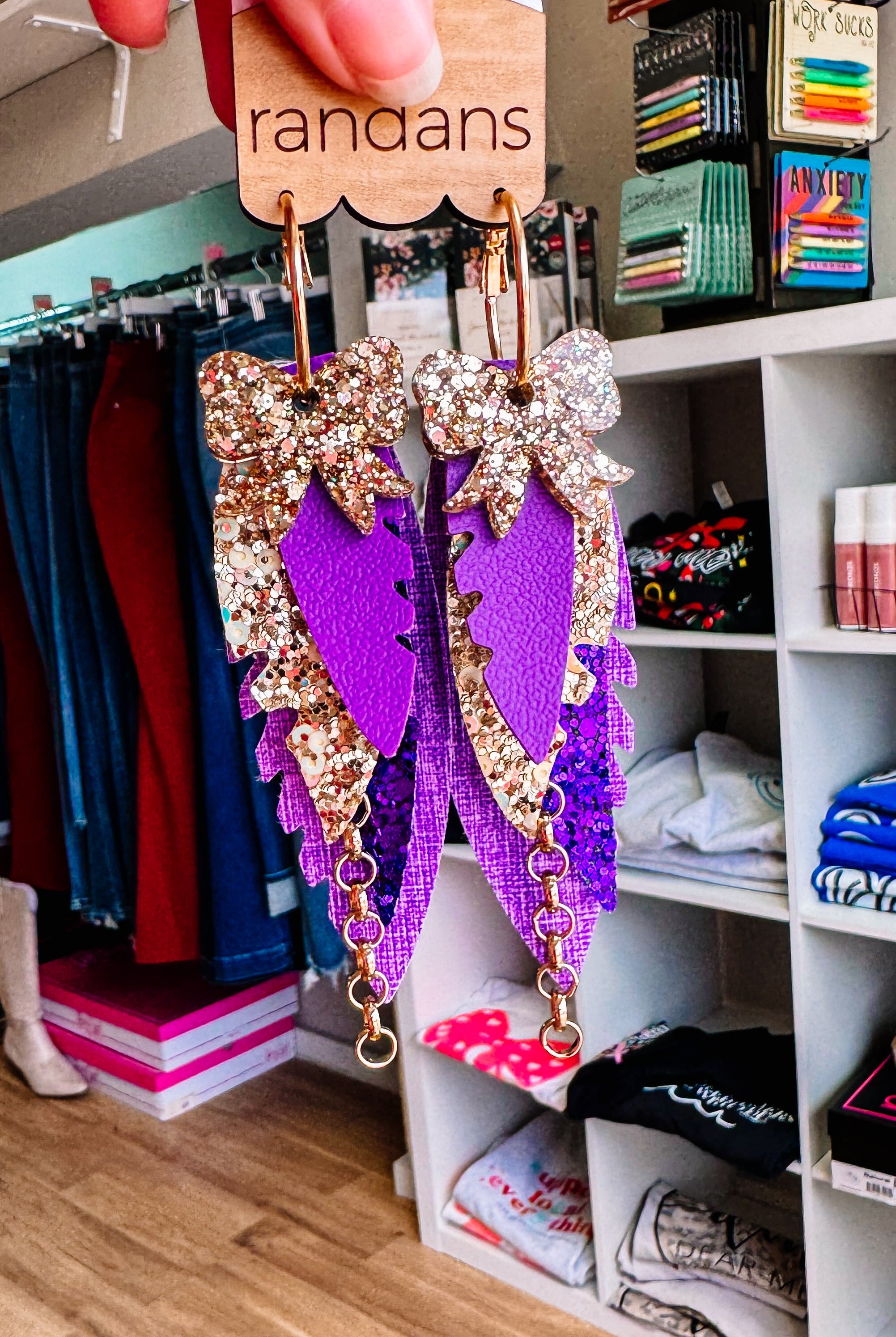 Randans Fringe- Gold&Purple/Silver&Purple-Earrings-Dear Me Southern Boutique, located in DeRidder, Louisiana