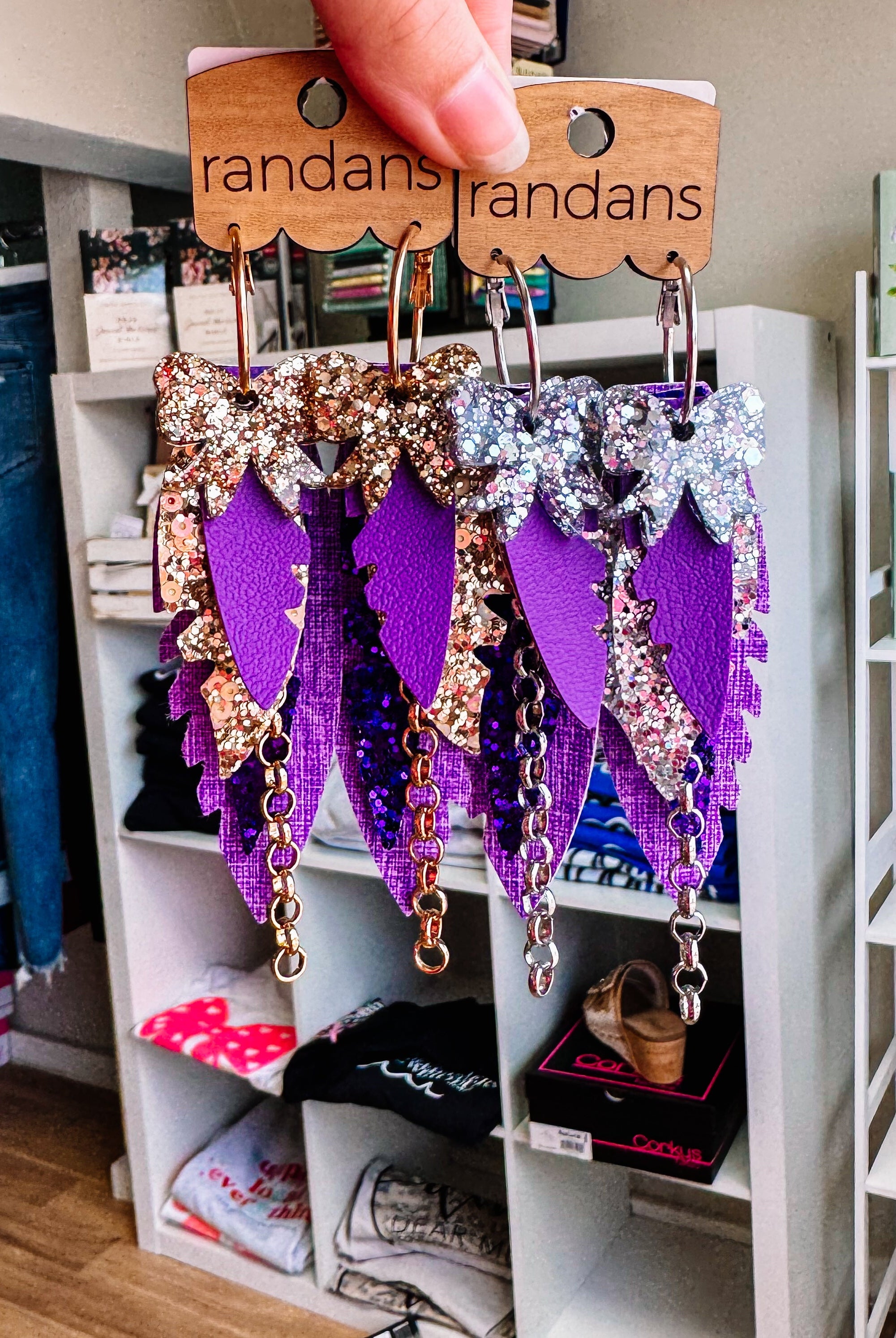 Randans Fringe- Gold&Purple/Silver&Purple-Earrings-Dear Me Southern Boutique, located in DeRidder, Louisiana