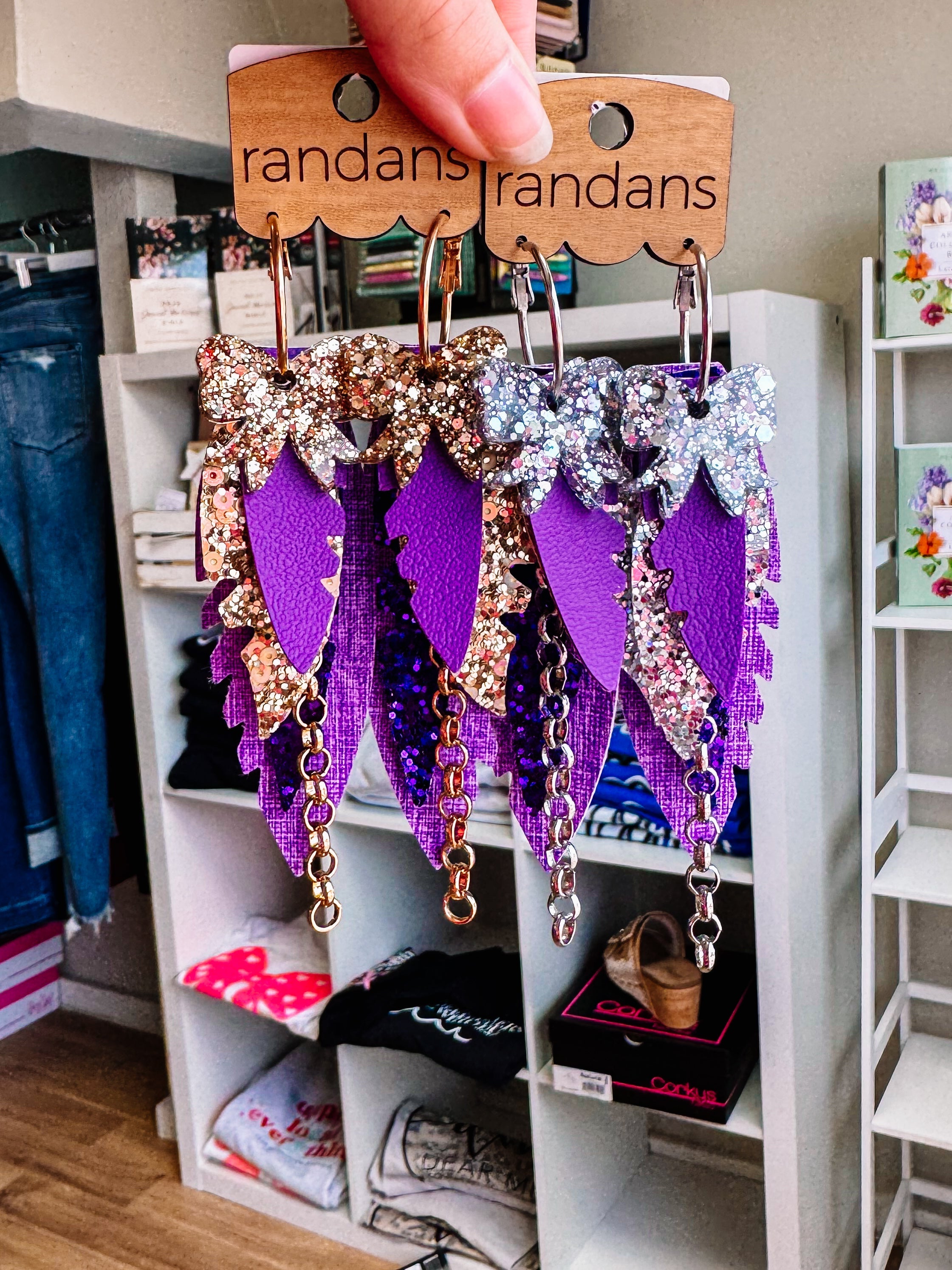 Randans Fringe- Gold&Purple/Silver&Purple-Earrings-Dear Me Southern Boutique, located in DeRidder, Louisiana