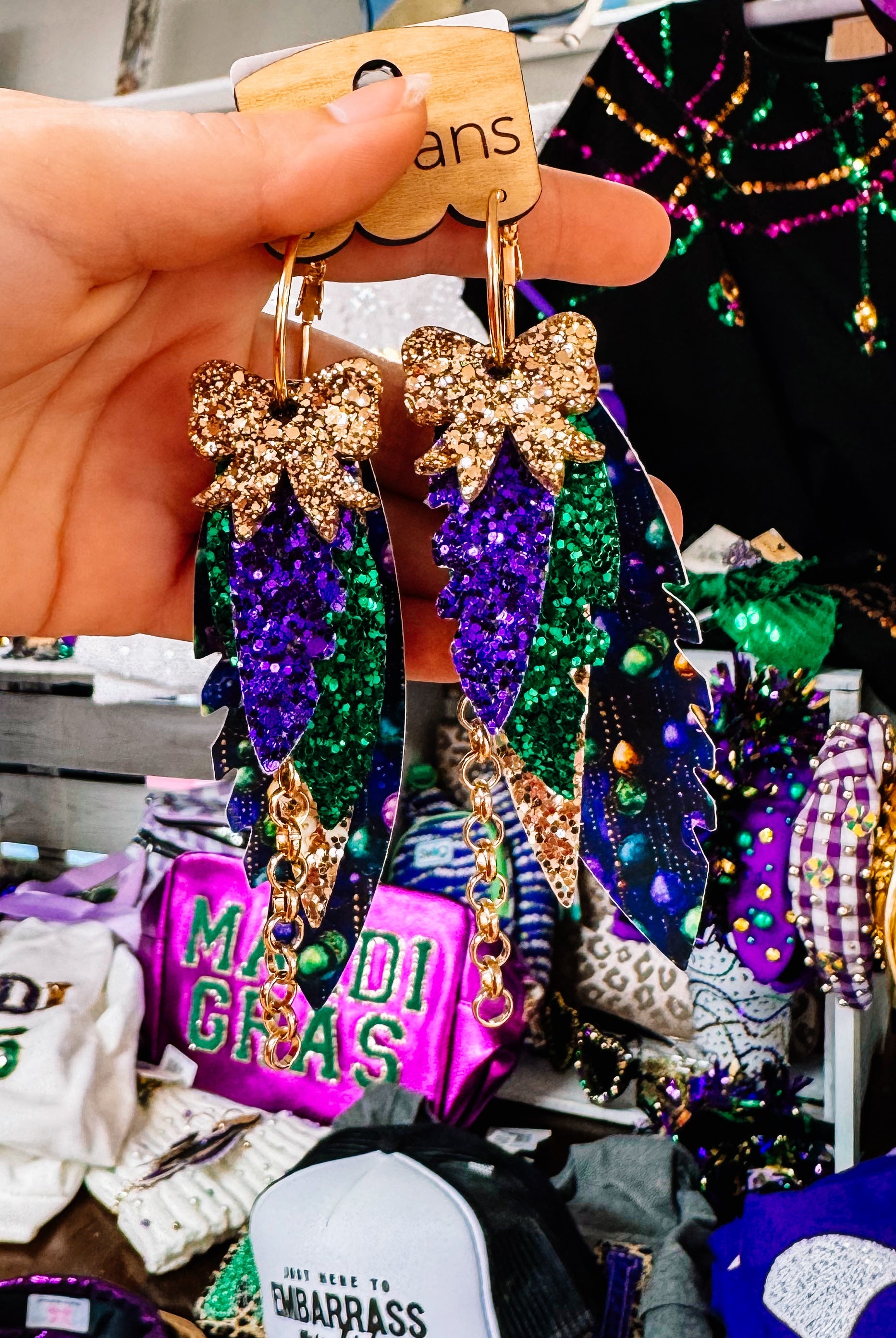 Randans Fringe- Mardi Gras-Earrings-Dear Me Southern Boutique, located in DeRidder, Louisiana