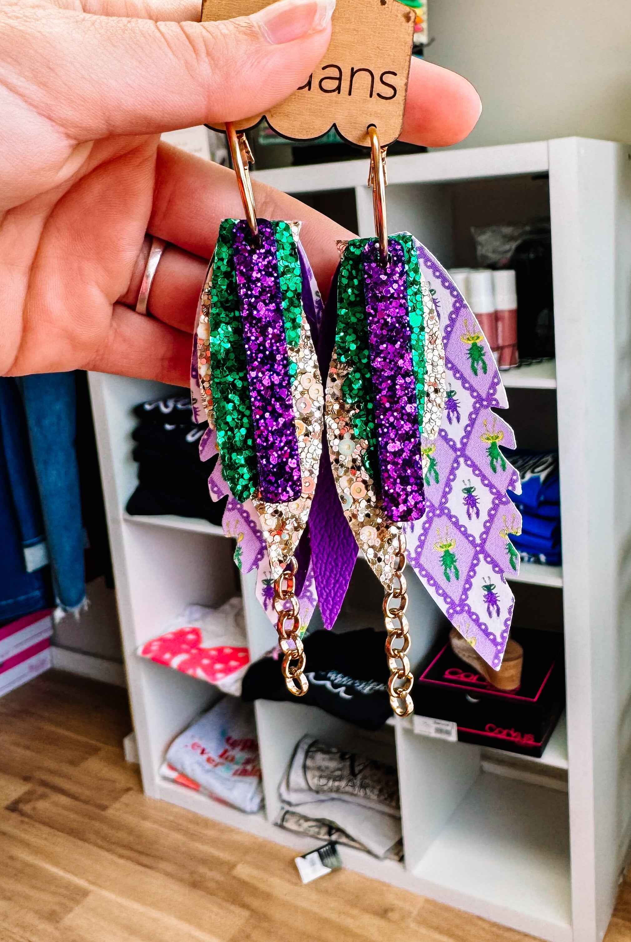 Randans Fringe- Mardi Gras-Earrings-Dear Me Southern Boutique, located in DeRidder, Louisiana