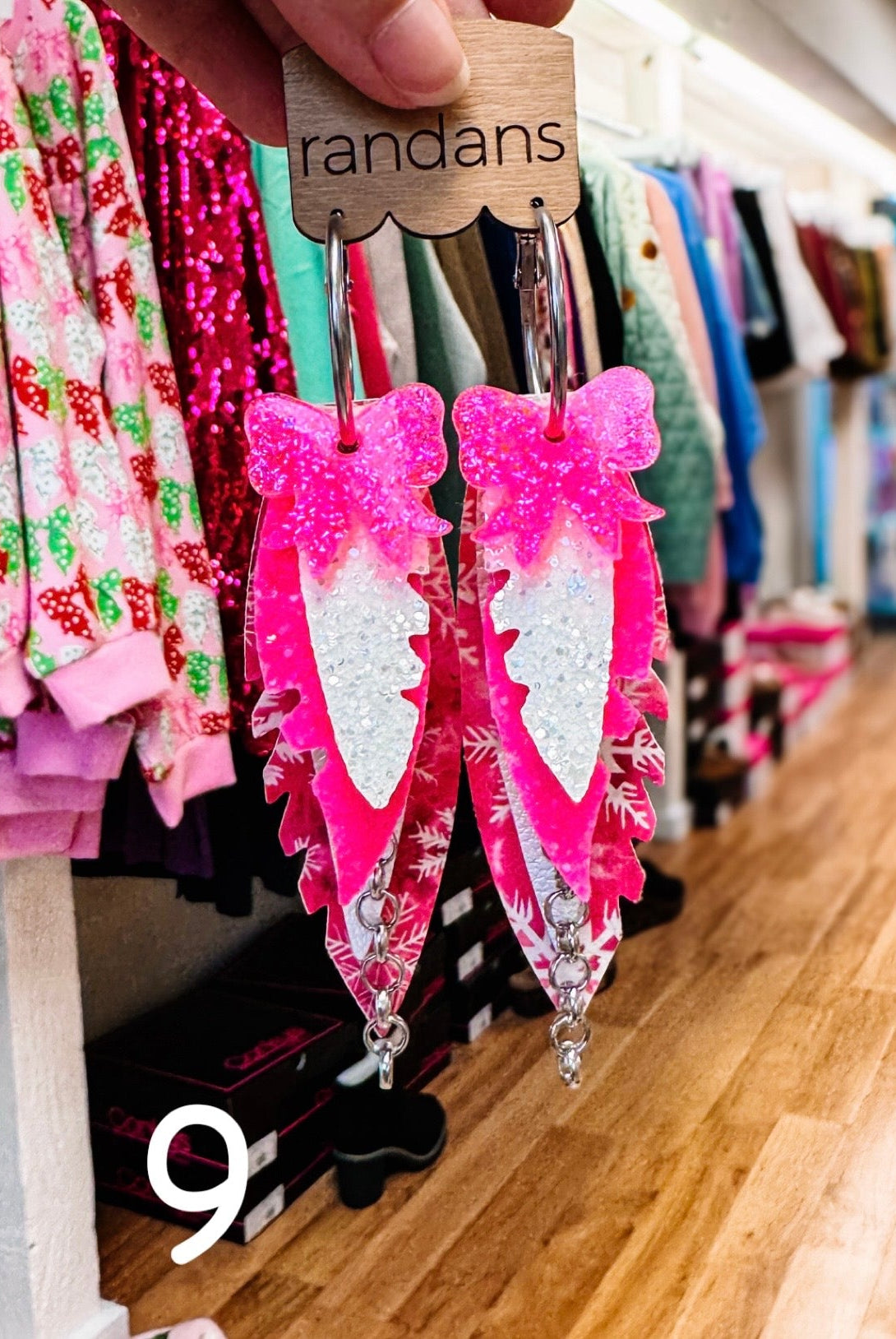 Randans Pink Christmas Fringe-Earrings-Dear Me Southern Boutique, located in DeRidder, Louisiana