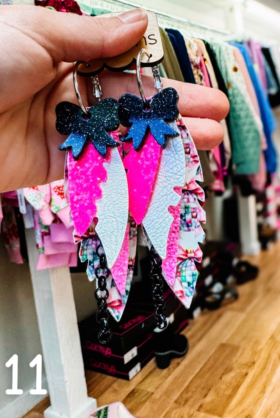 Randans Pink Christmas Fringe-Earrings-Dear Me Southern Boutique, located in DeRidder, Louisiana