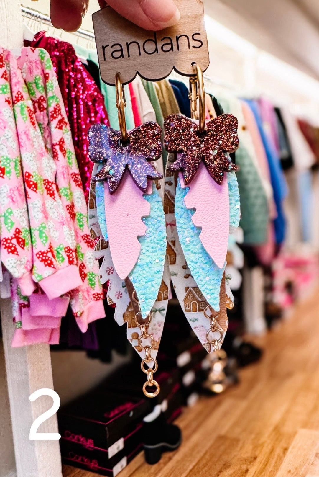 Randans Pink Christmas Fringe-Earrings-Dear Me Southern Boutique, located in DeRidder, Louisiana