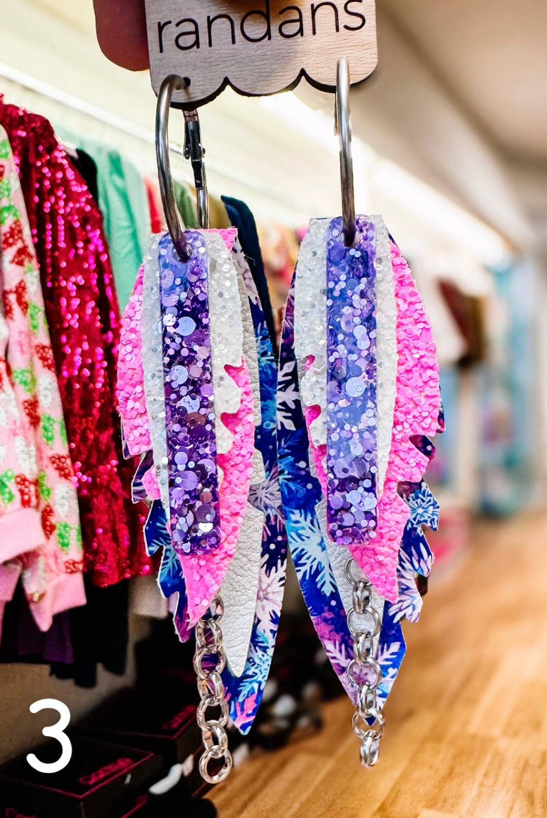 Randans Pink Christmas Fringe-Earrings-Dear Me Southern Boutique, located in DeRidder, Louisiana