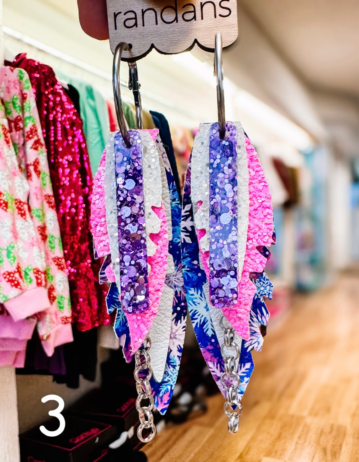 Randans Pink Christmas Fringe-Earrings-Dear Me Southern Boutique, located in DeRidder, Louisiana