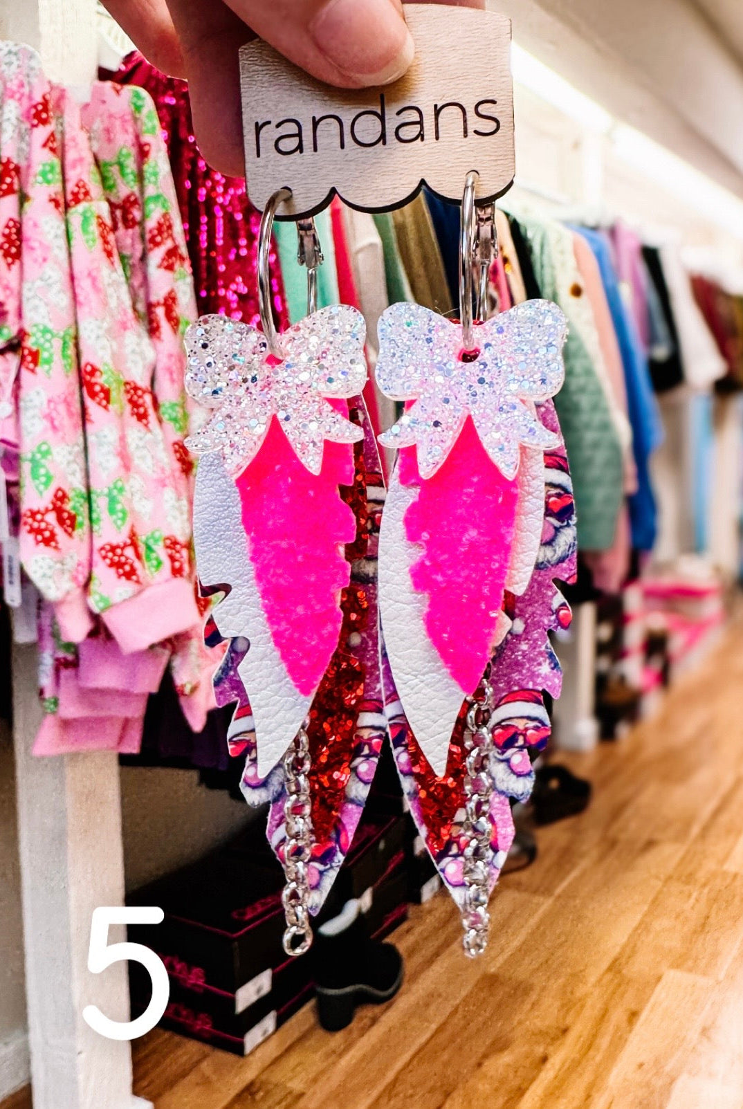 Randans Pink Christmas Fringe-Earrings-Dear Me Southern Boutique, located in DeRidder, Louisiana