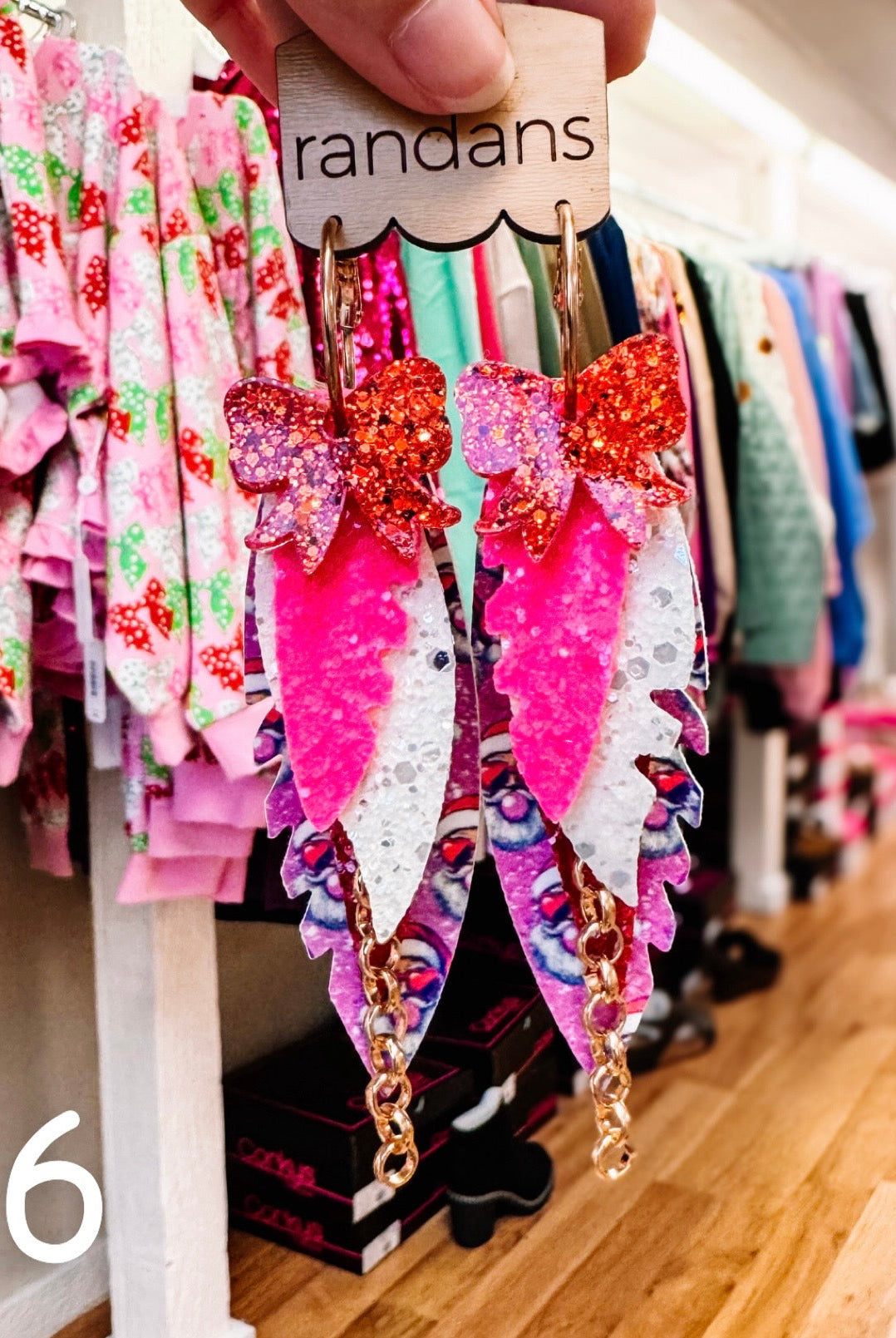 Randans Pink Christmas Fringe-Earrings-Dear Me Southern Boutique, located in DeRidder, Louisiana