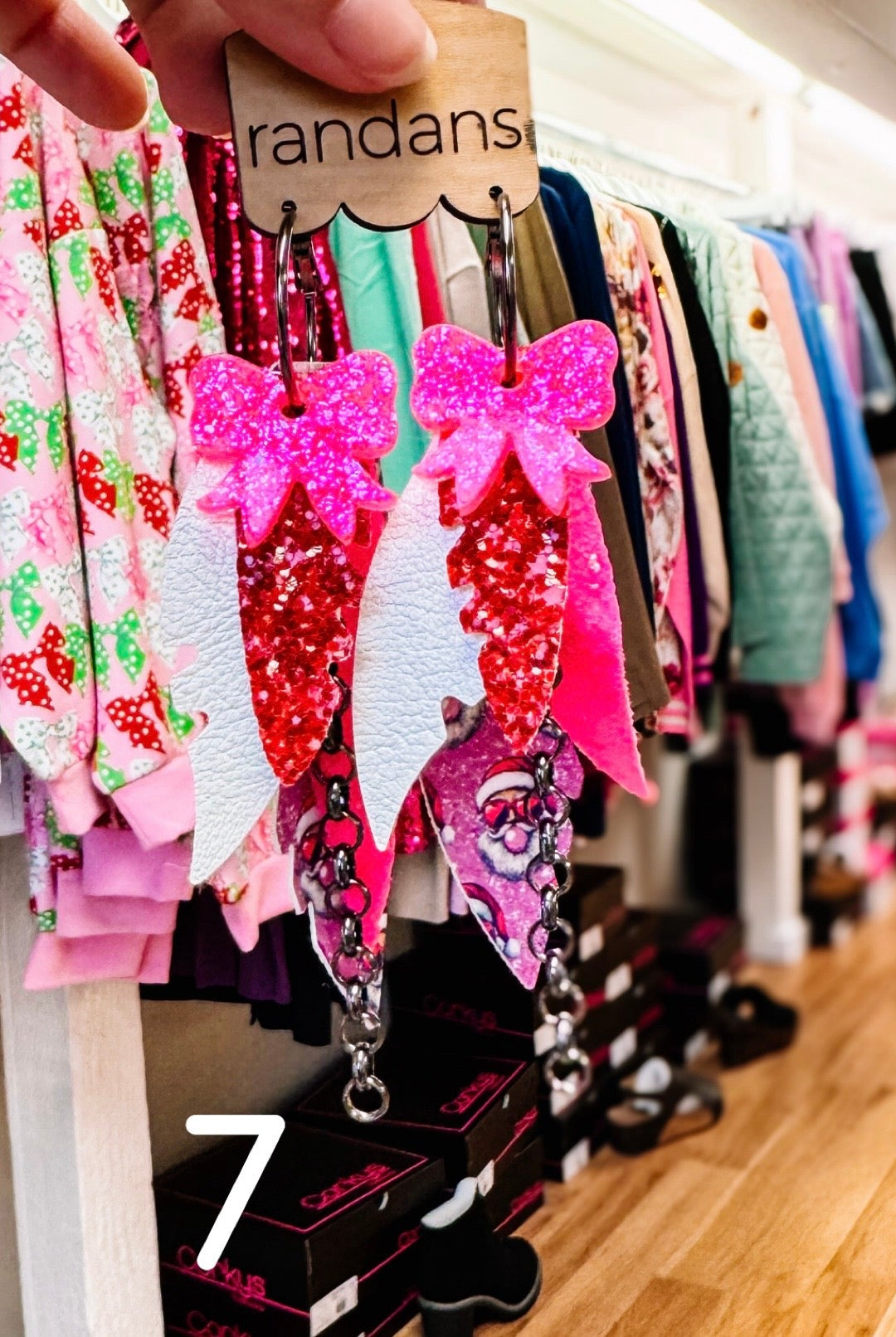 Randans Pink Christmas Fringe-Earrings-Dear Me Southern Boutique, located in DeRidder, Louisiana