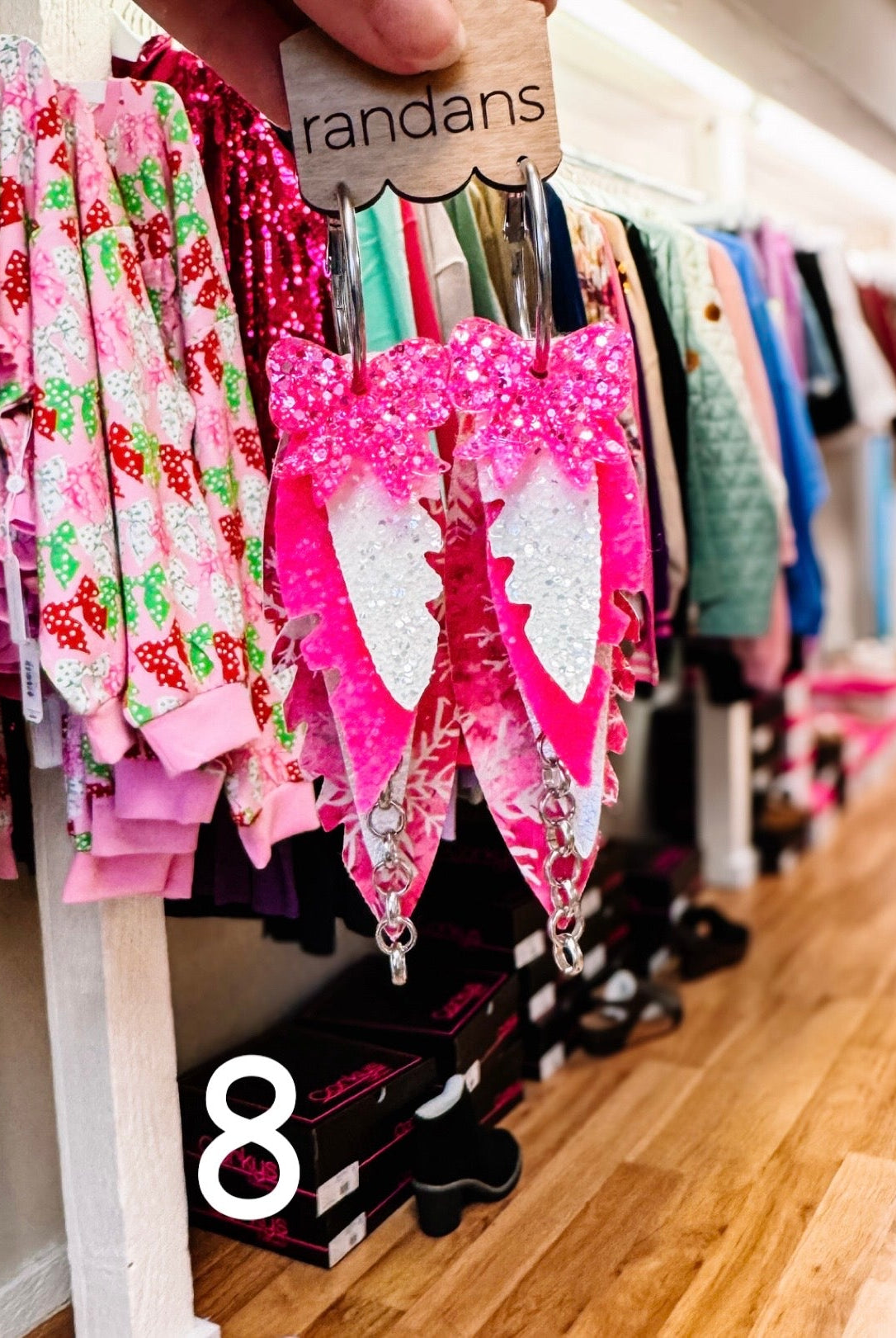 Randans Pink Christmas Fringe-Earrings-Dear Me Southern Boutique, located in DeRidder, Louisiana