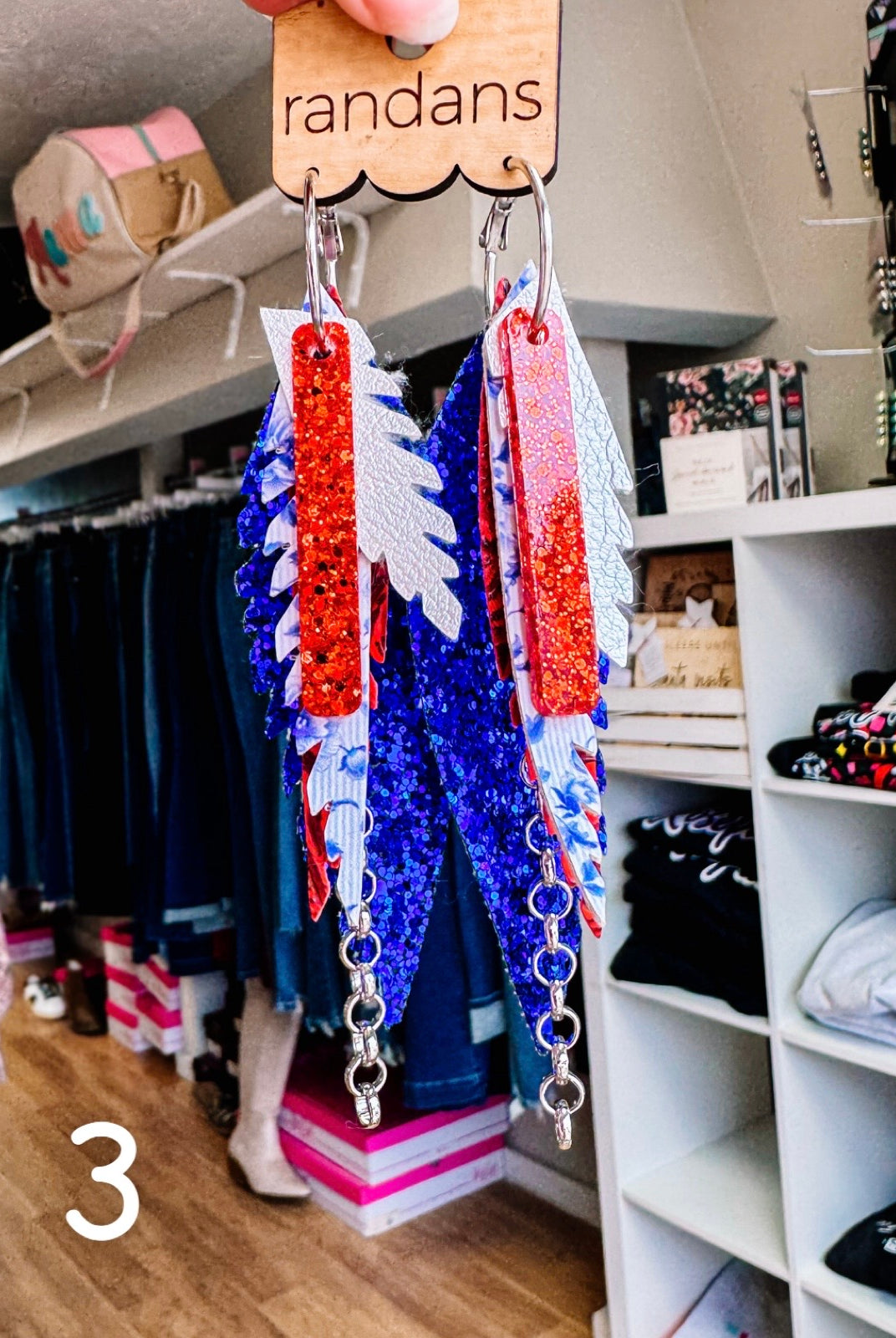 Randans Red, White, and Blue Fringe-Earrings-Dear Me Southern Boutique, located in DeRidder, Louisiana