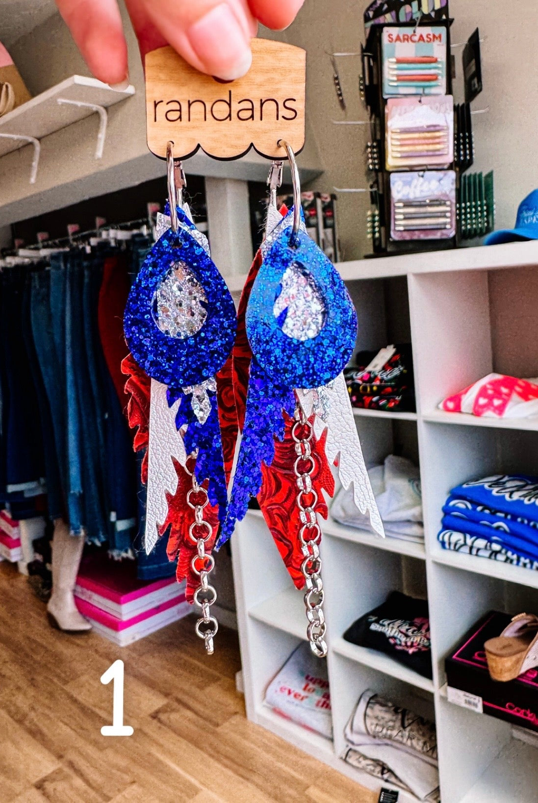Randans Red, White, and Blue Fringe-Earrings-Dear Me Southern Boutique, located in DeRidder, Louisiana
