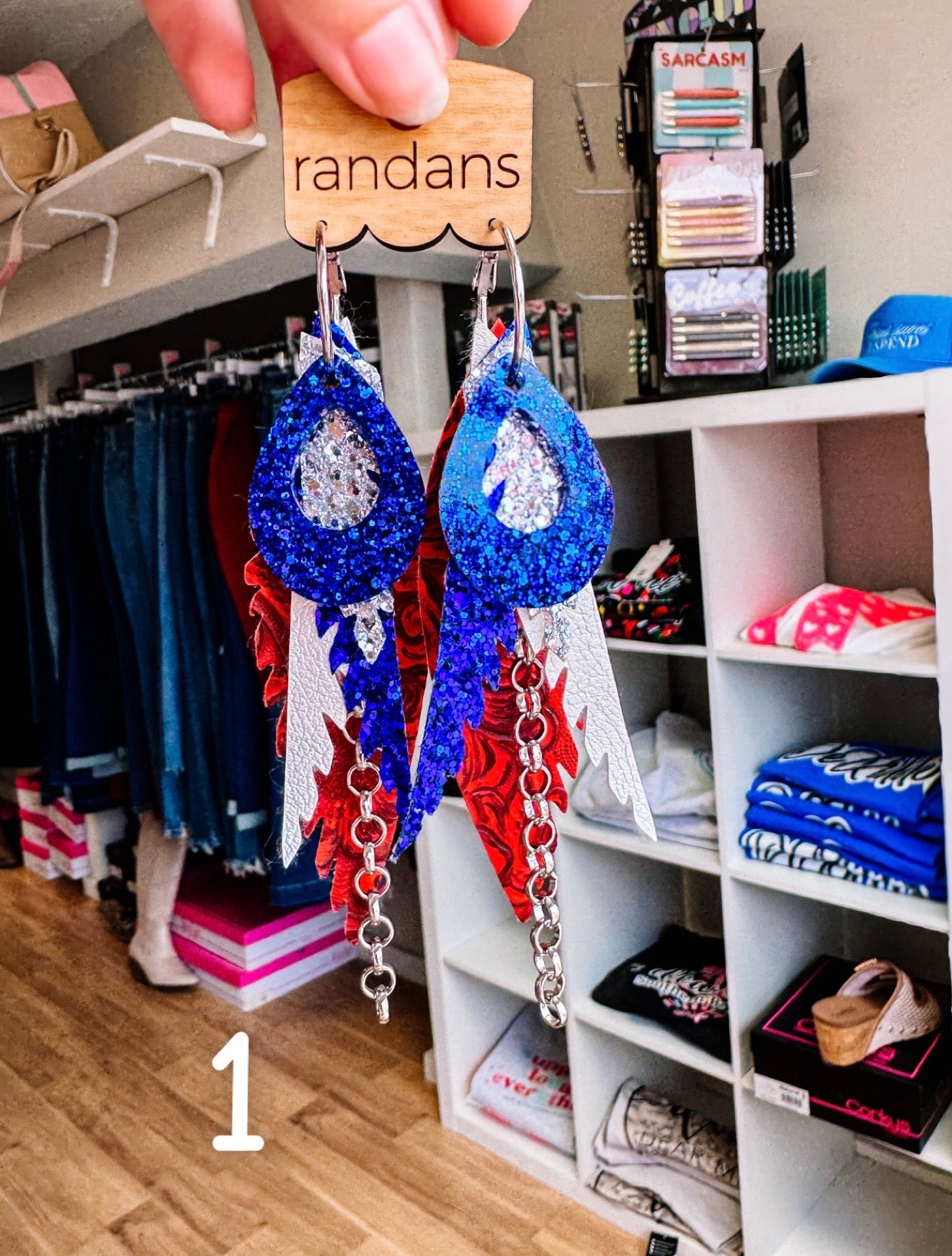 Randans Red, White, and Blue Fringe-Earrings-Dear Me Southern Boutique, located in DeRidder, Louisiana