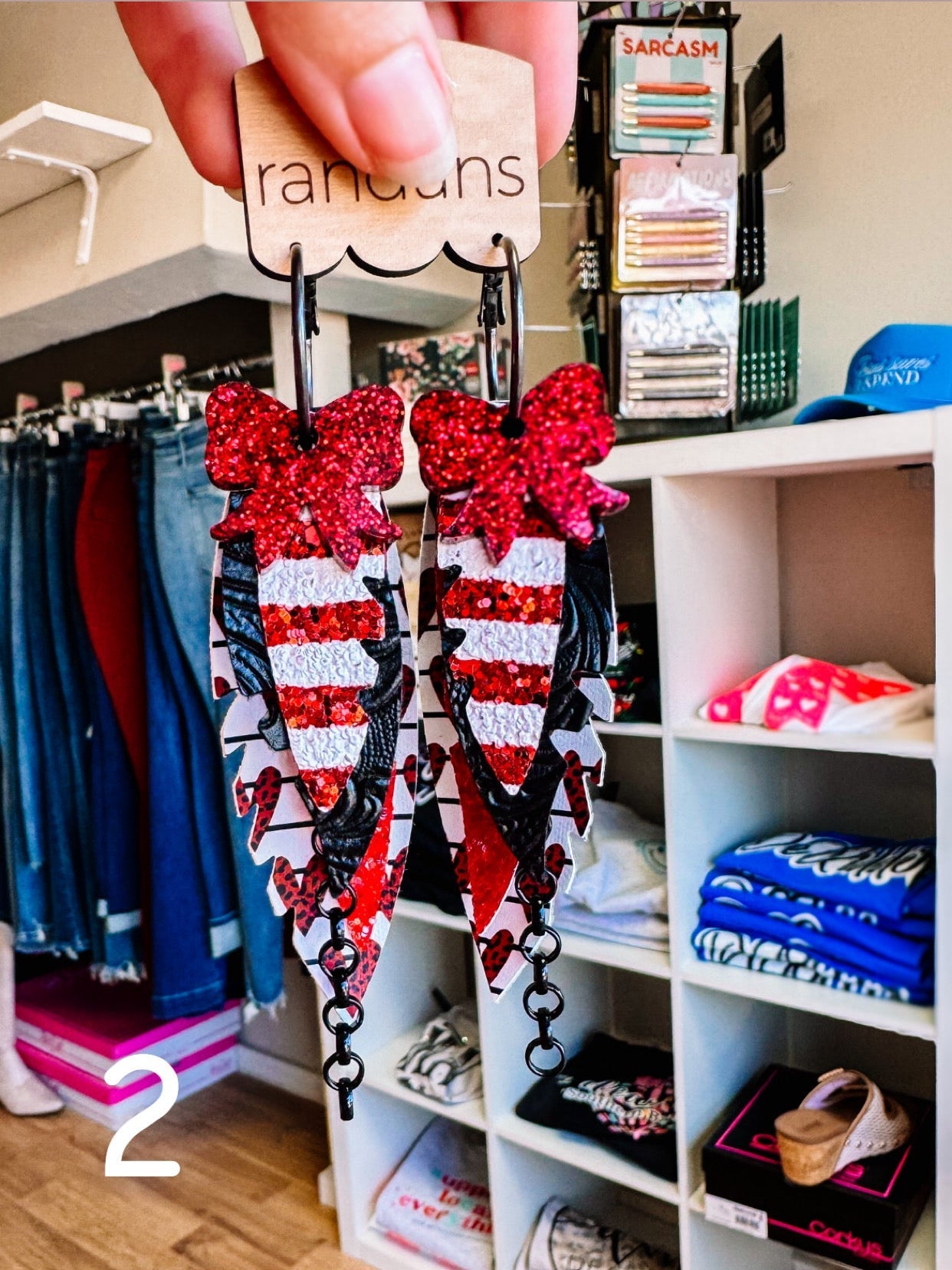 Randans Valentines Fringe-Earrings-Dear Me Southern Boutique, located in DeRidder, Louisiana