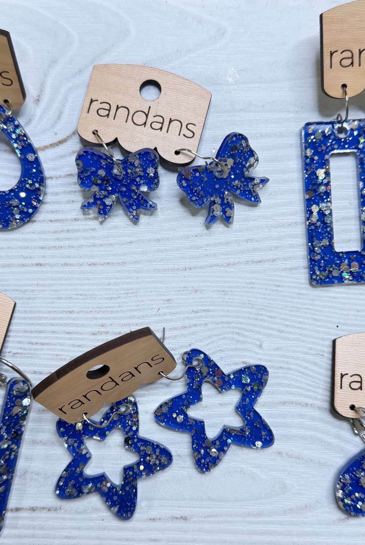 Randans acrylic dangle earrings- blue and silver-Presales-Dear Me Southern Boutique, located in DeRidder, Louisiana