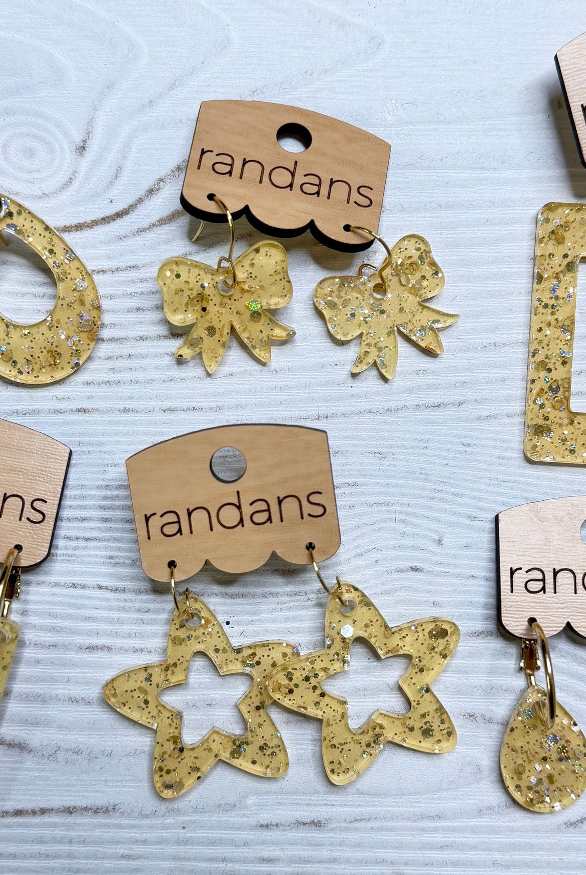 Randans acrylic dangle earrings- cream and gold-Presales-Dear Me Southern Boutique, located in DeRidder, Louisiana