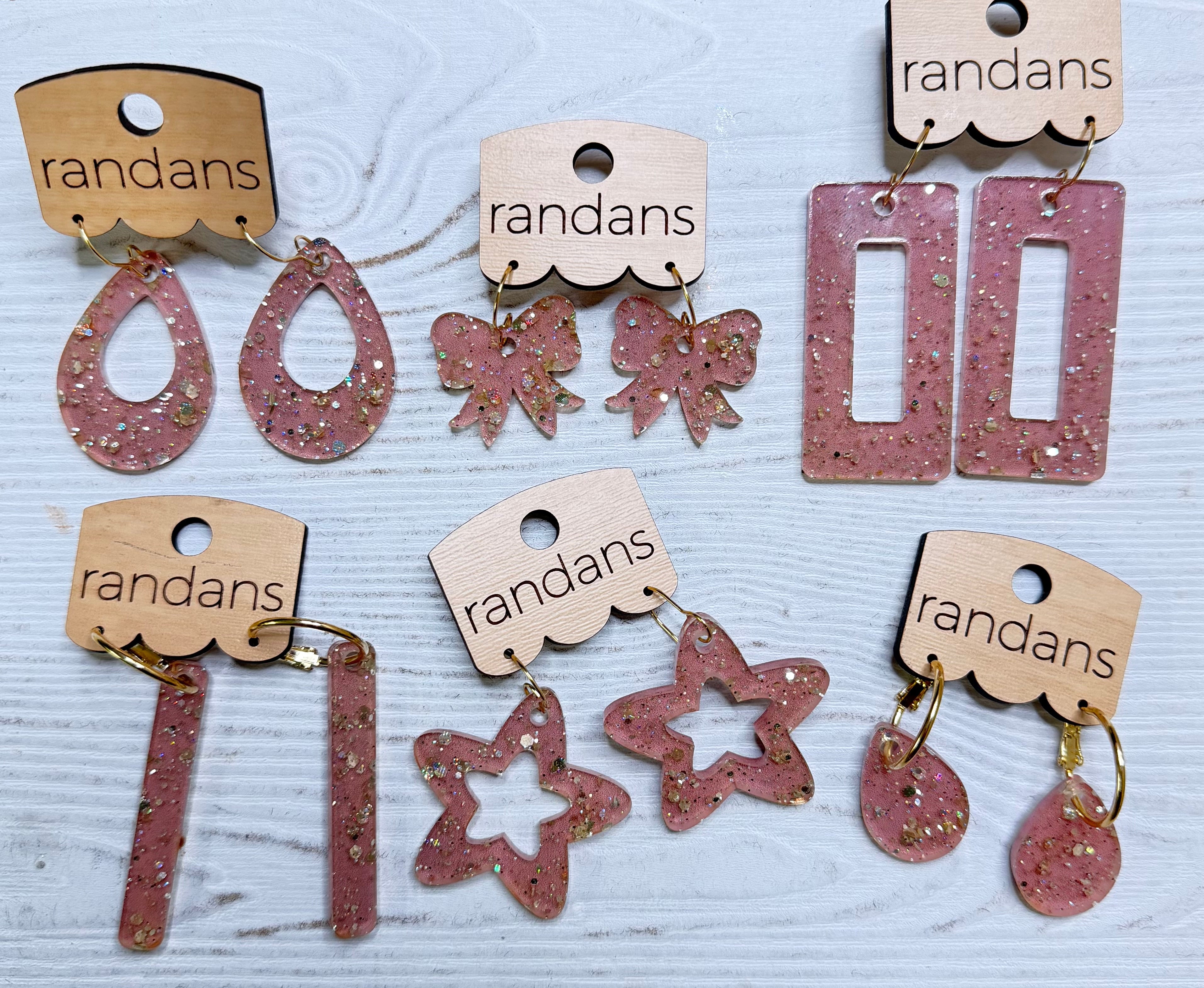 Randans acrylic dangle earrings- rose and gold-Earrings-Dear Me Southern Boutique, located in DeRidder, Louisiana