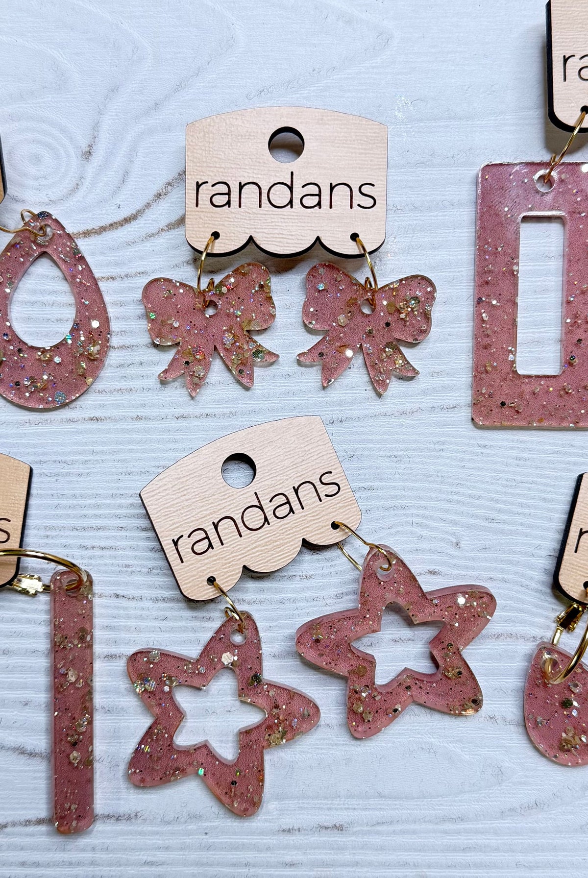Randans acrylic dangle earrings- rose and gold-Presales-Dear Me Southern Boutique, located in DeRidder, Louisiana