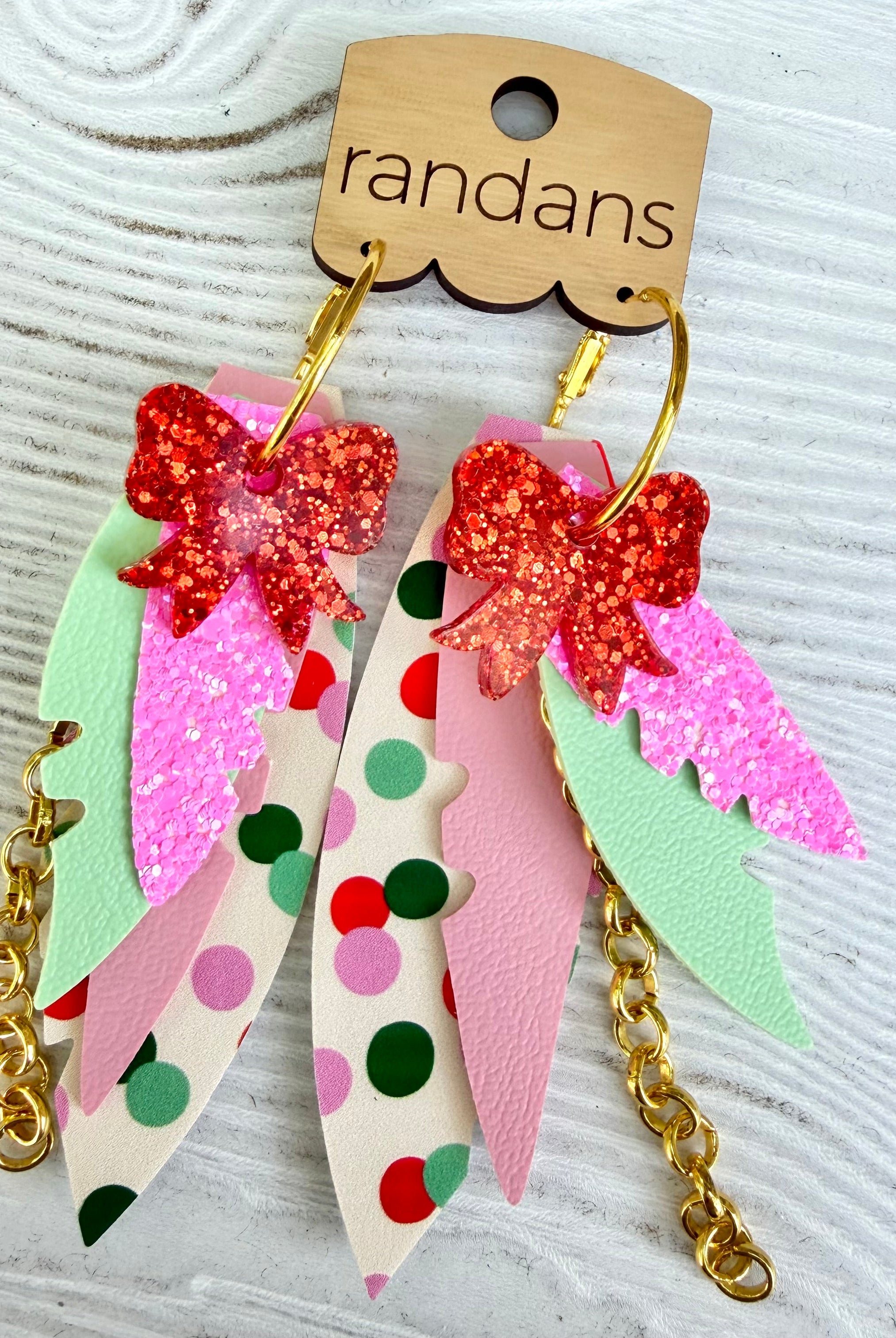 Randans fringe hoop earrings- Christmas- Kyle-Dear Me Southern Boutique, located in DeRidder, Louisiana