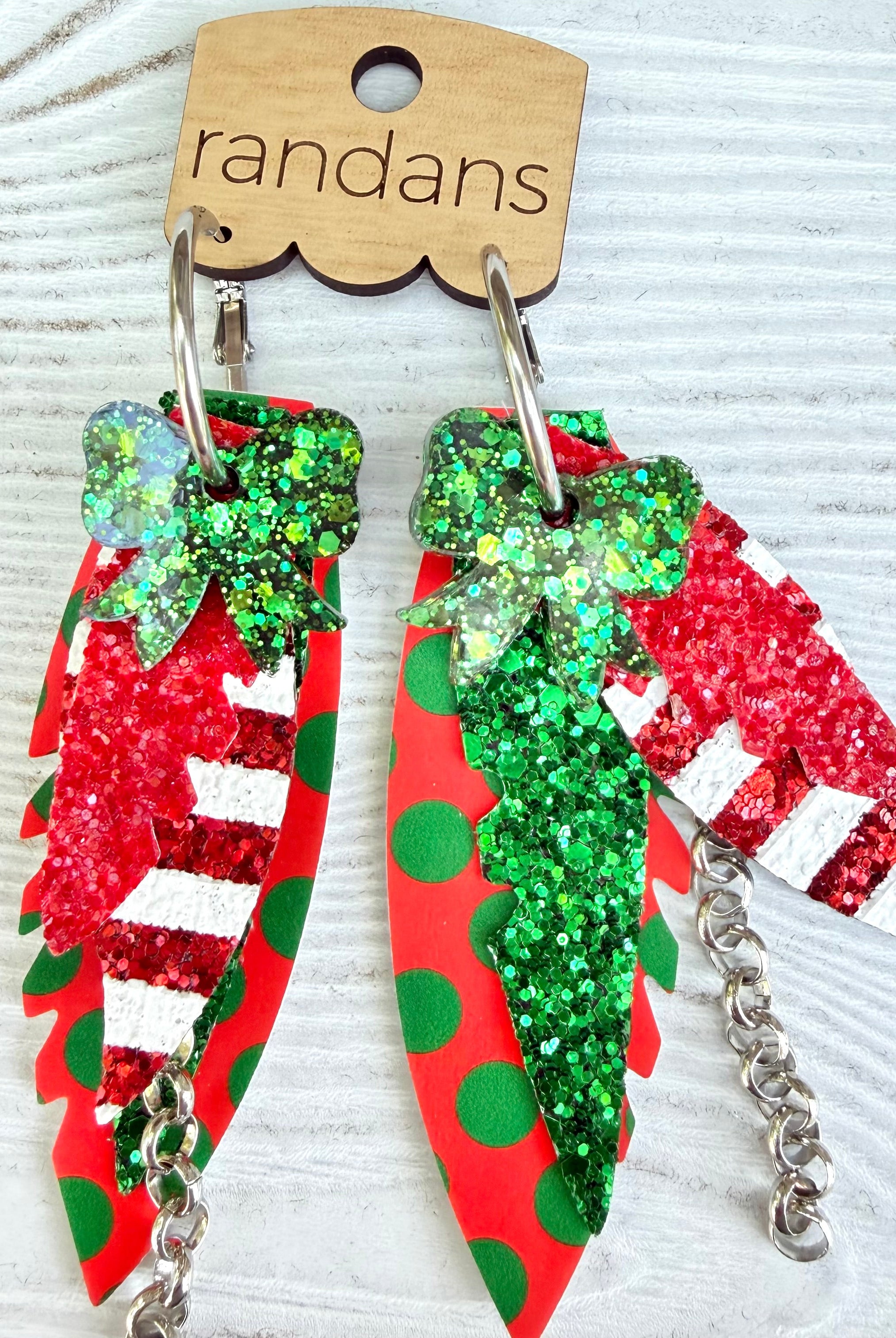 Randans fringe hoop earrings- Christmas- Raymond-Dear Me Southern Boutique, located in DeRidder, Louisiana