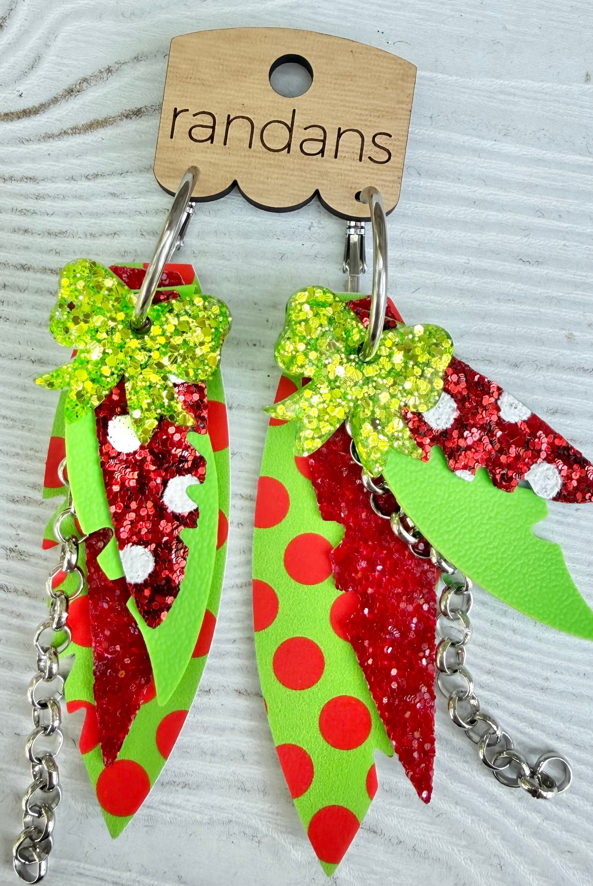 Randans fringe hoop earrings- Christmas- Sammy-Dear Me Southern Boutique, located in DeRidder, Louisiana