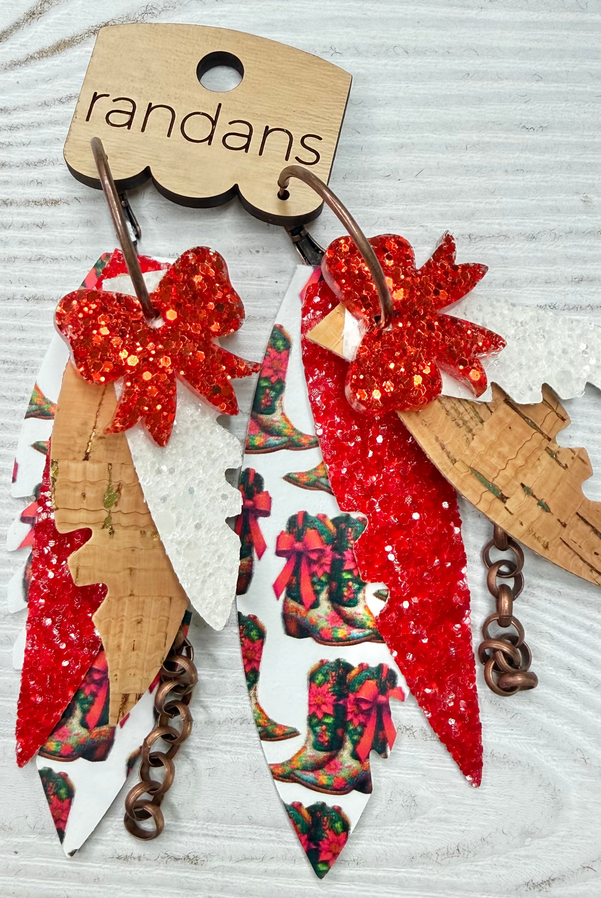 Randans fringe hoop earrings- Christmas- boots-Dear Me Southern Boutique, located in DeRidder, Louisiana
