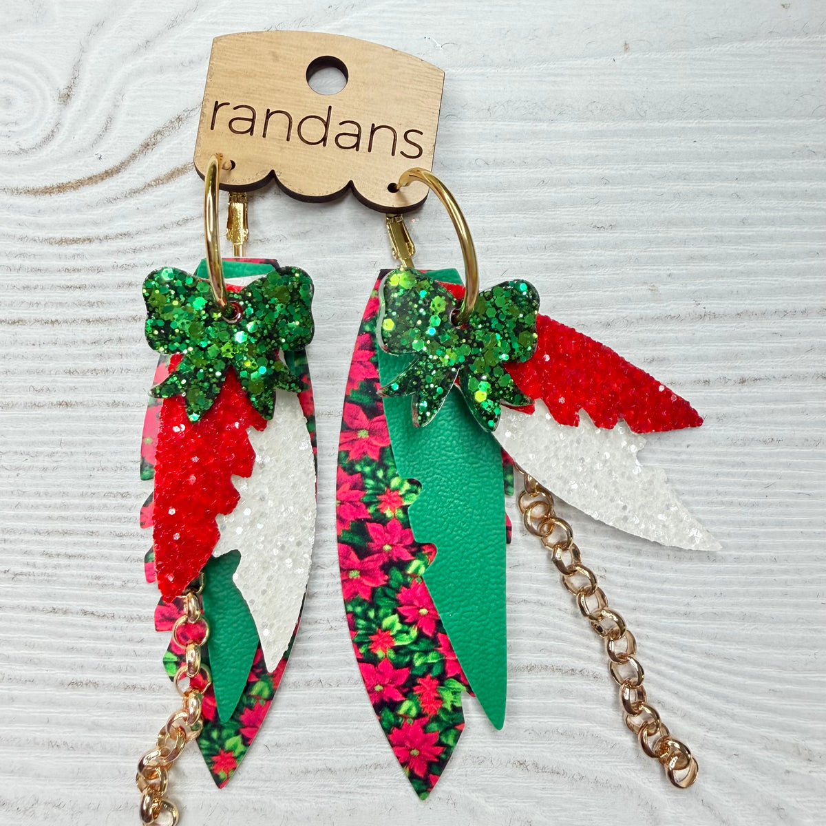 Randans fringe hoop earrings- Christmas- poinsettia-Presales-Dear Me Southern Boutique, located in DeRidder, Louisiana