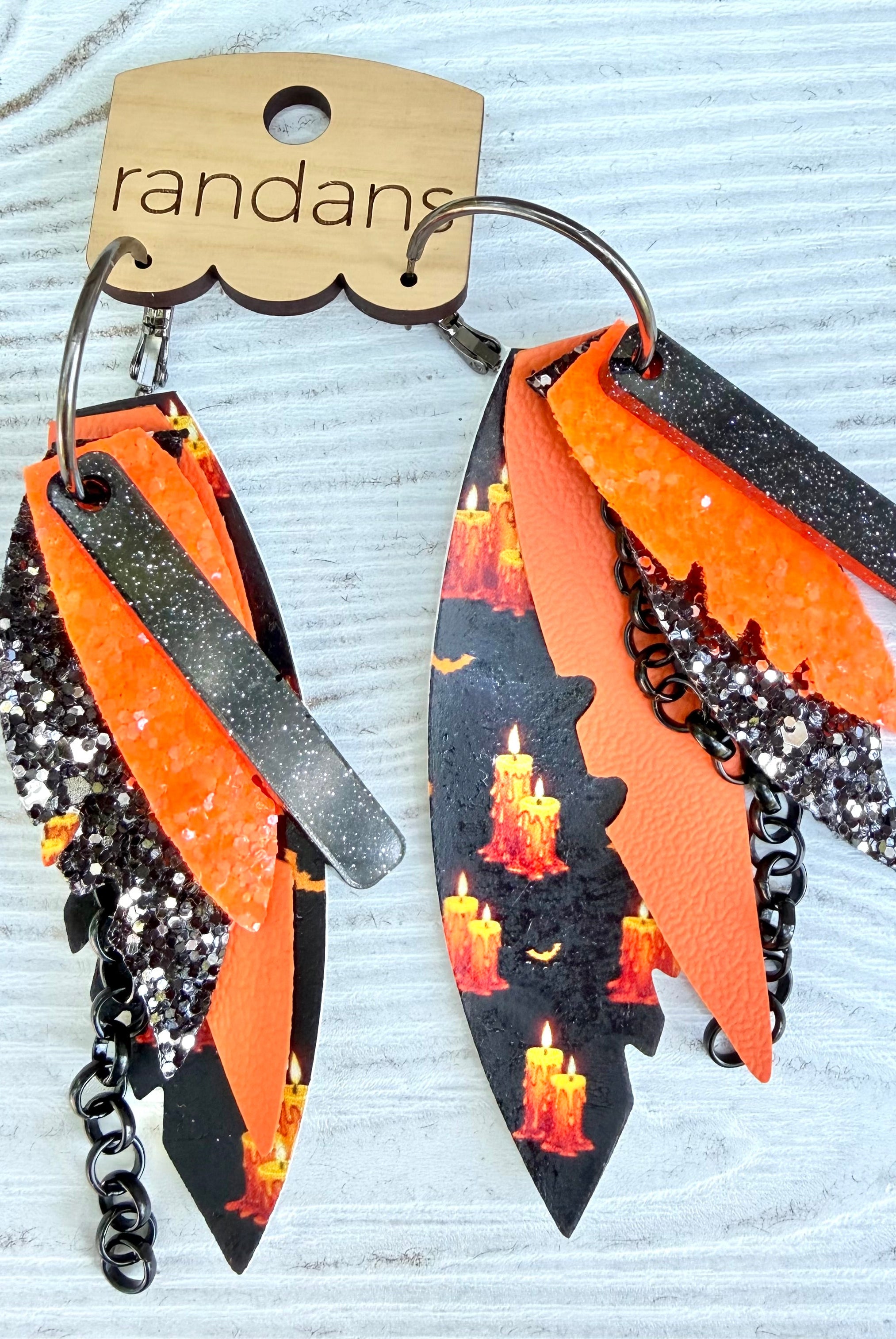 Randans fringe hoop earrings- Halloween- Grey-Dear Me Southern Boutique, located in DeRidder, Louisiana