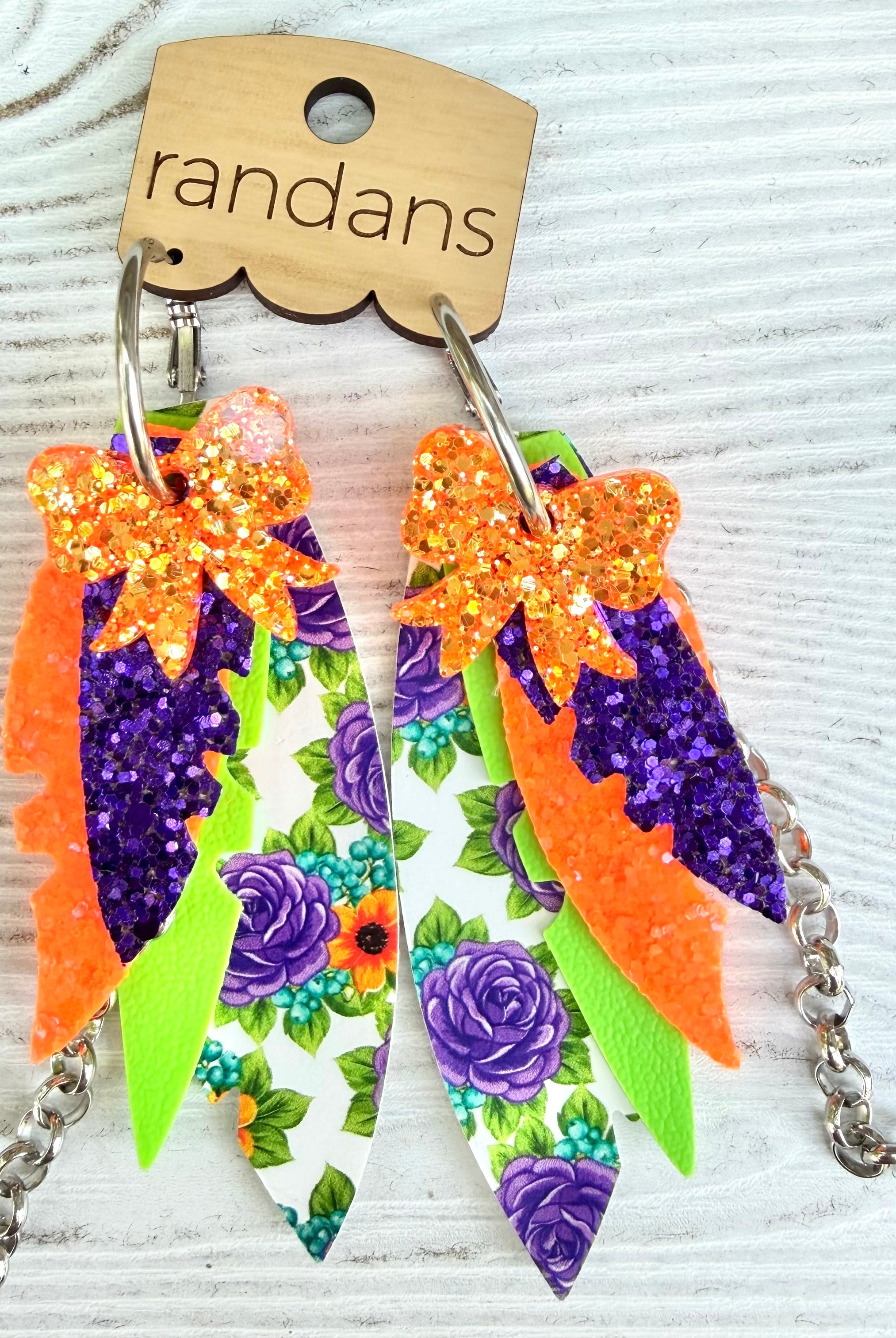 Randans fringe hoop earrings- Halloween- Phoenix-Dear Me Southern Boutique, located in DeRidder, Louisiana